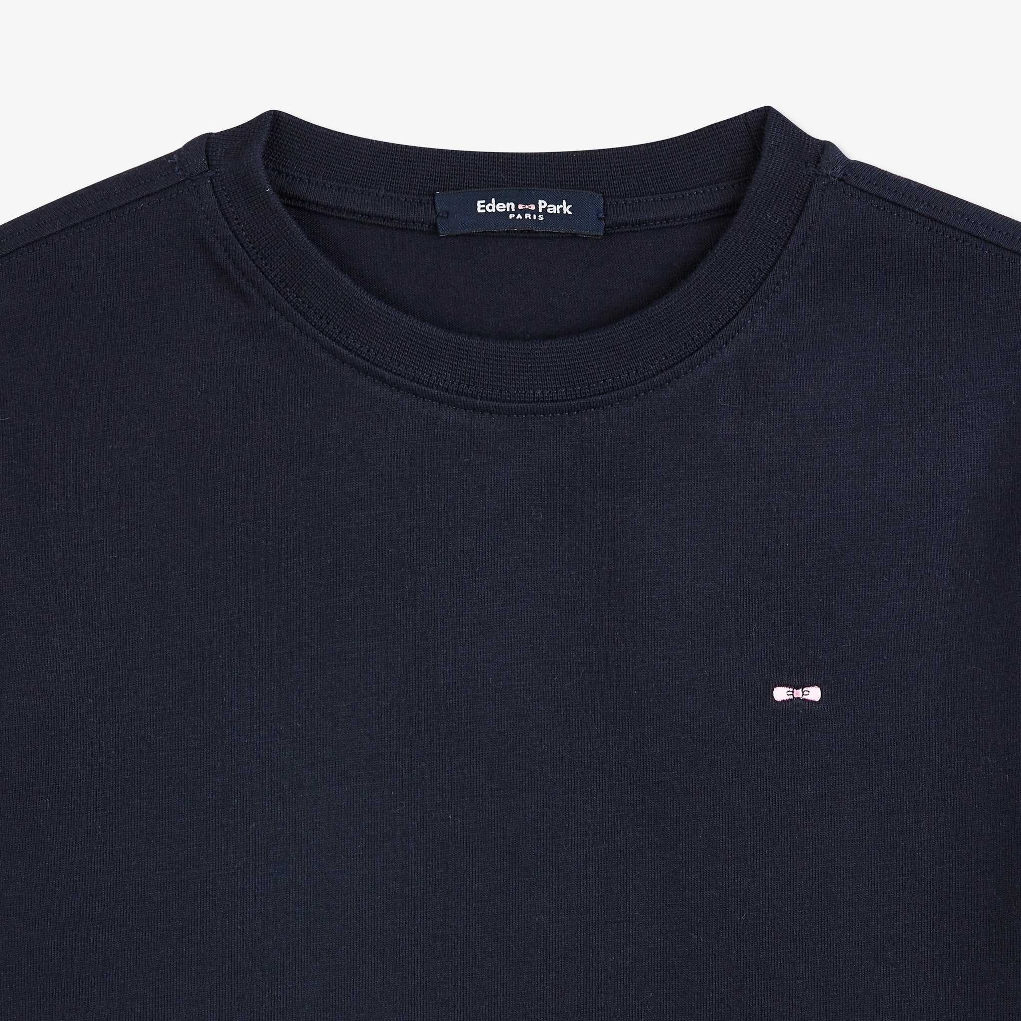 T-shirt bleu marine à broderie nœud dos - Image 4