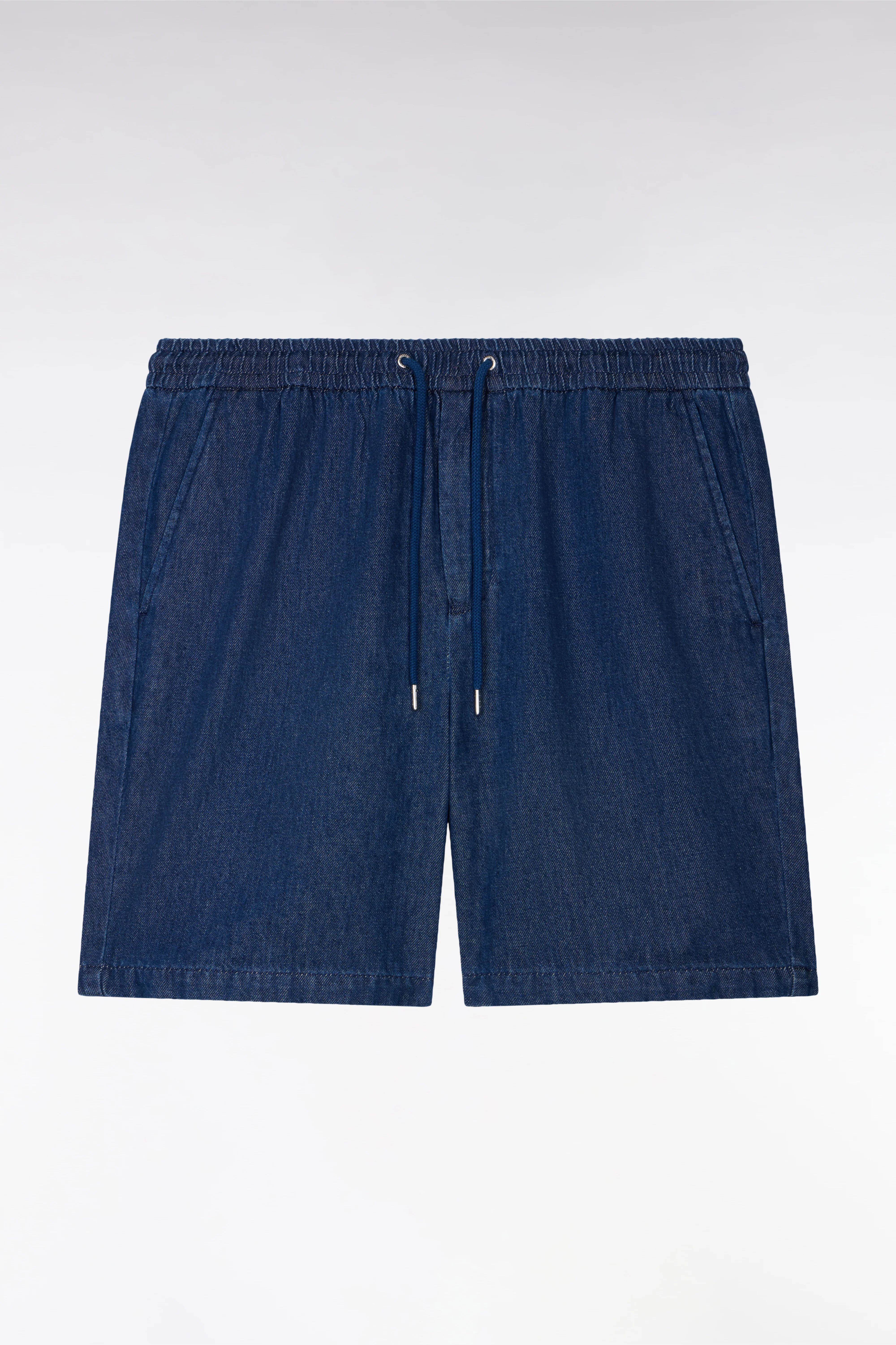 Bermuda à taille élastiquée en chambray marine - Image 2