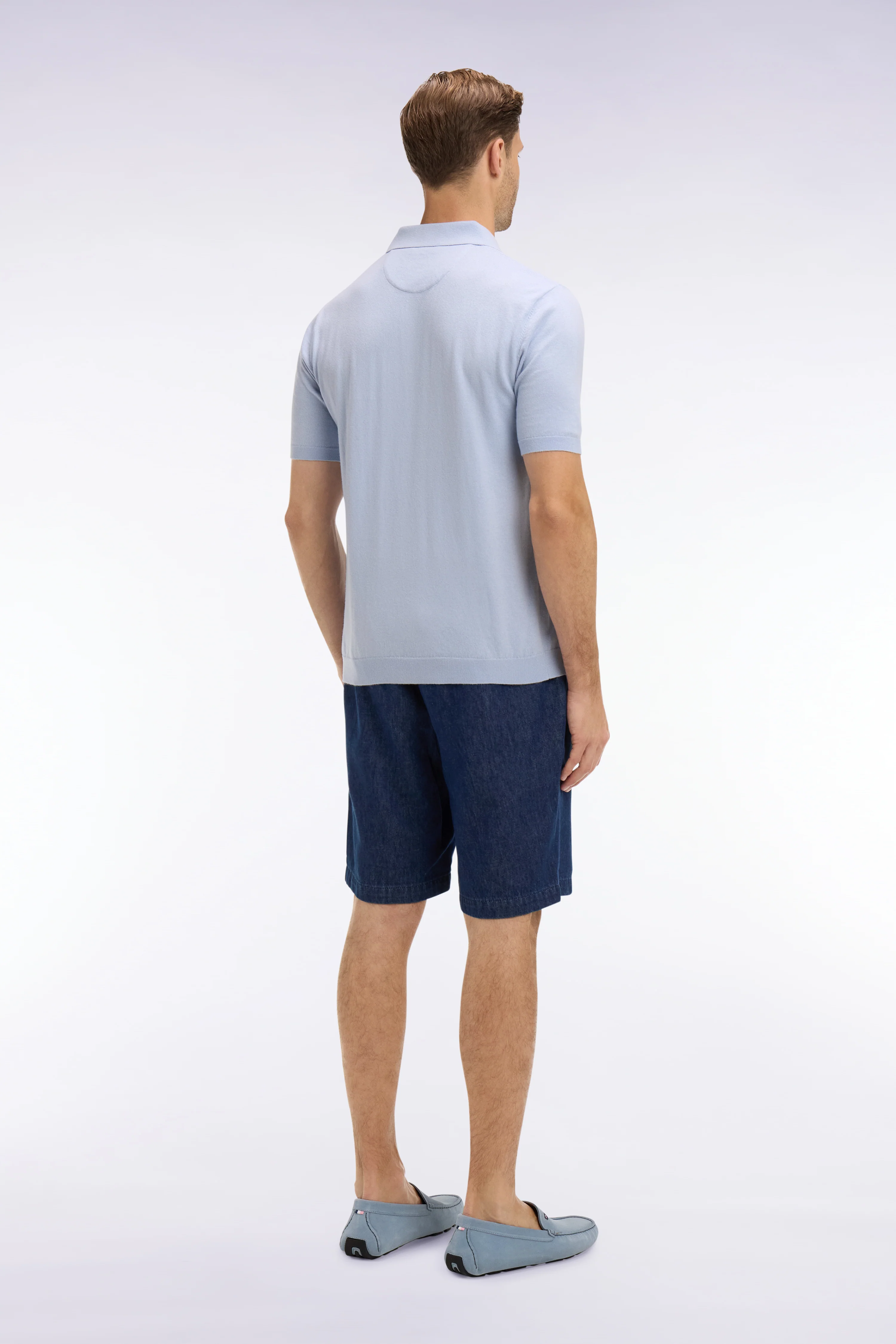 Bermuda à taille élastiquée en chambray marine - Image 5