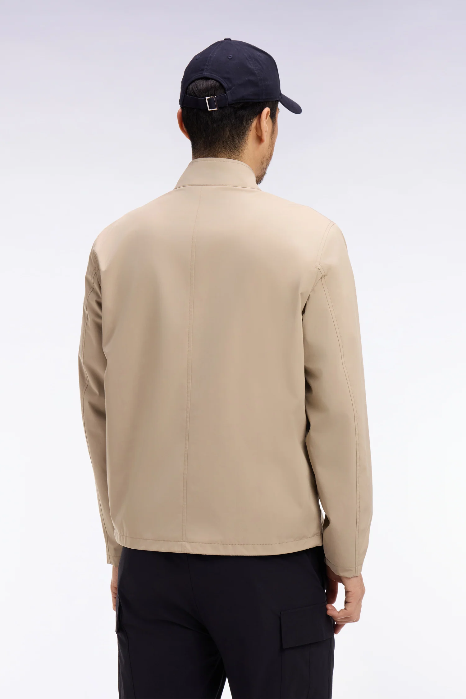 Blouson à col motard en nylon beige - Image 5