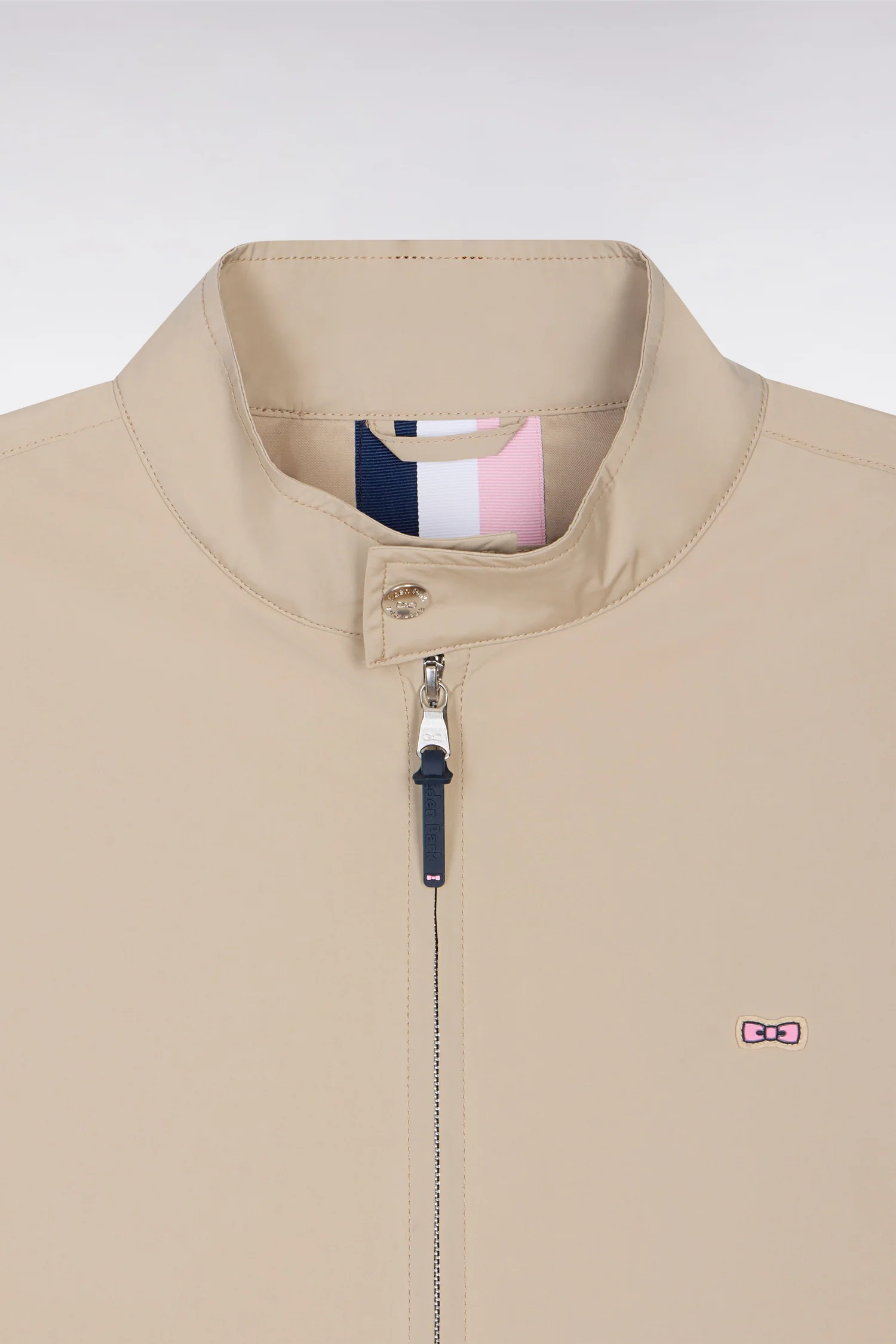Blouson à col motard en nylon beige - Image 6