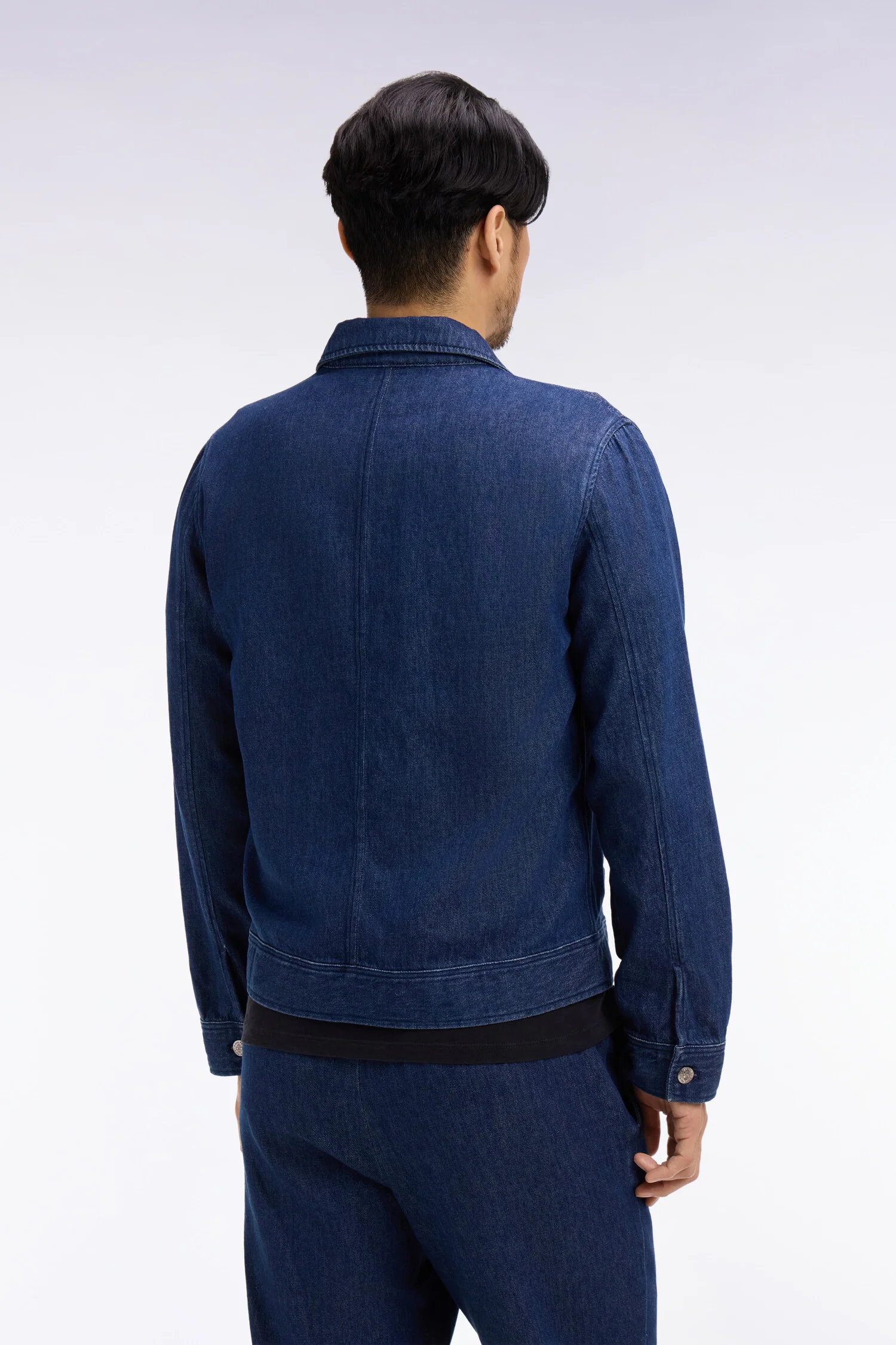 Blouson en coton et lin recyclés marine - Image 5