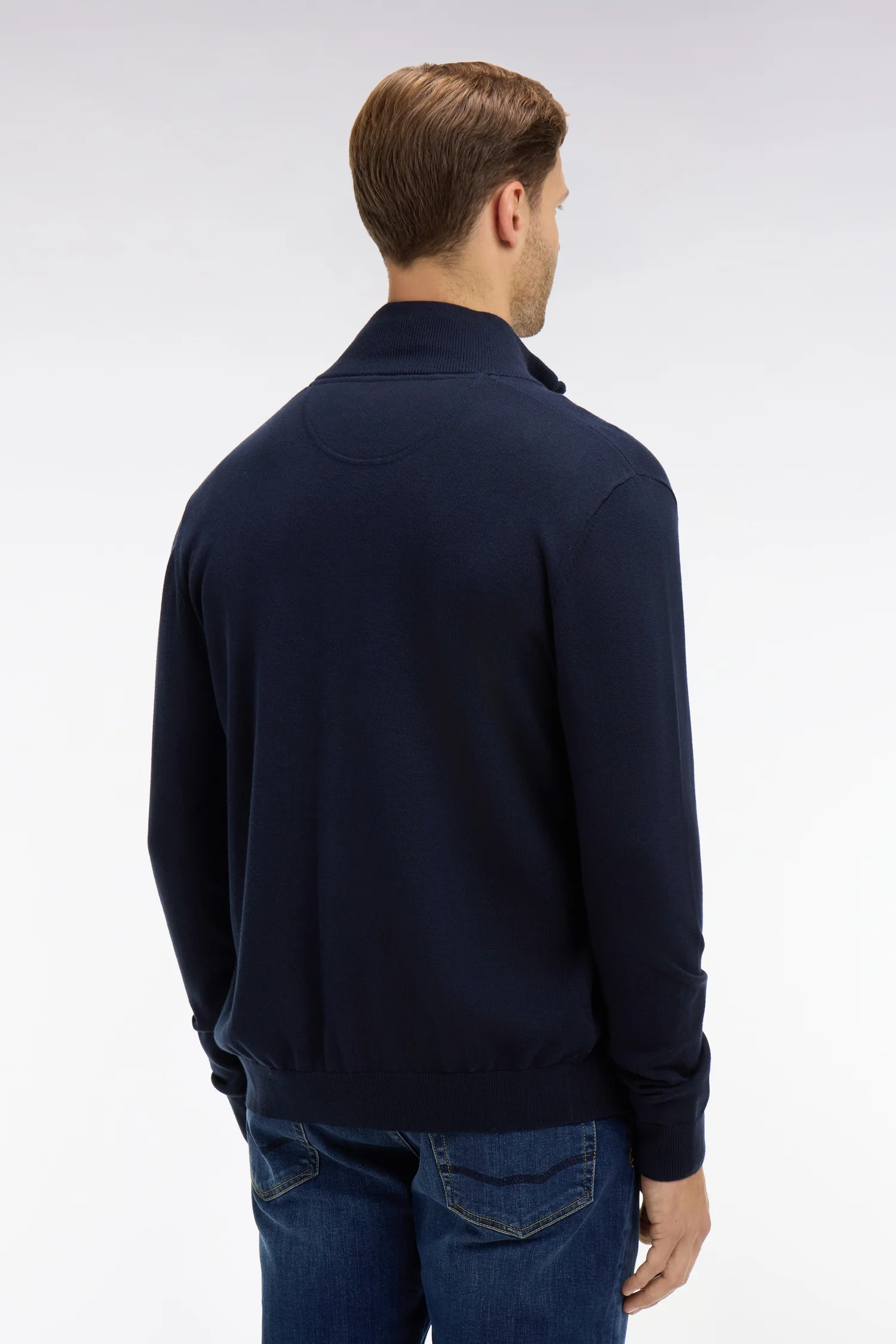 Cardigan bleu marine zippé en coton - Image 5