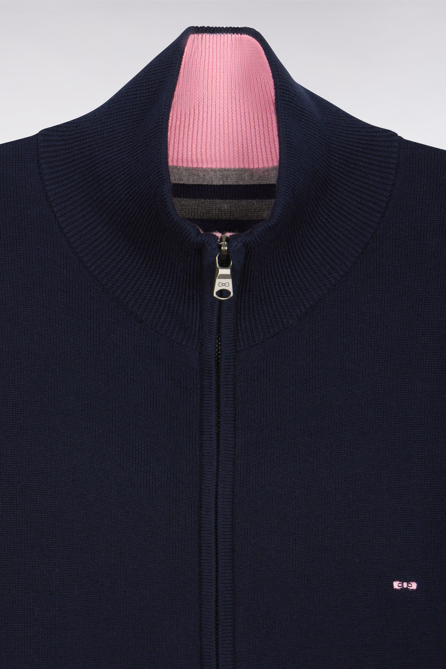 Cardigan bleu marine zippé en coton - Image 7