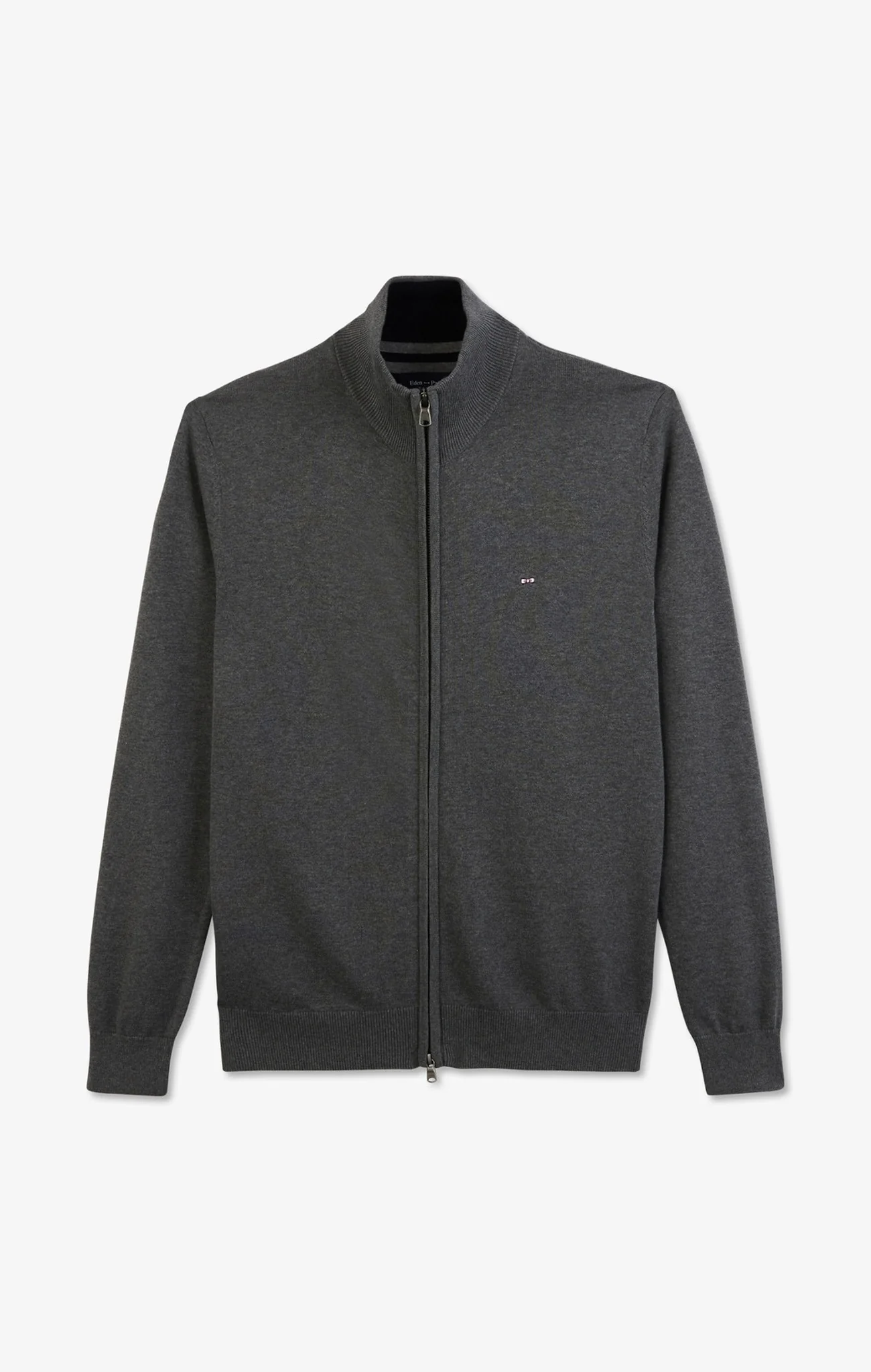 Cardigan gris zippé en coton - Image 2