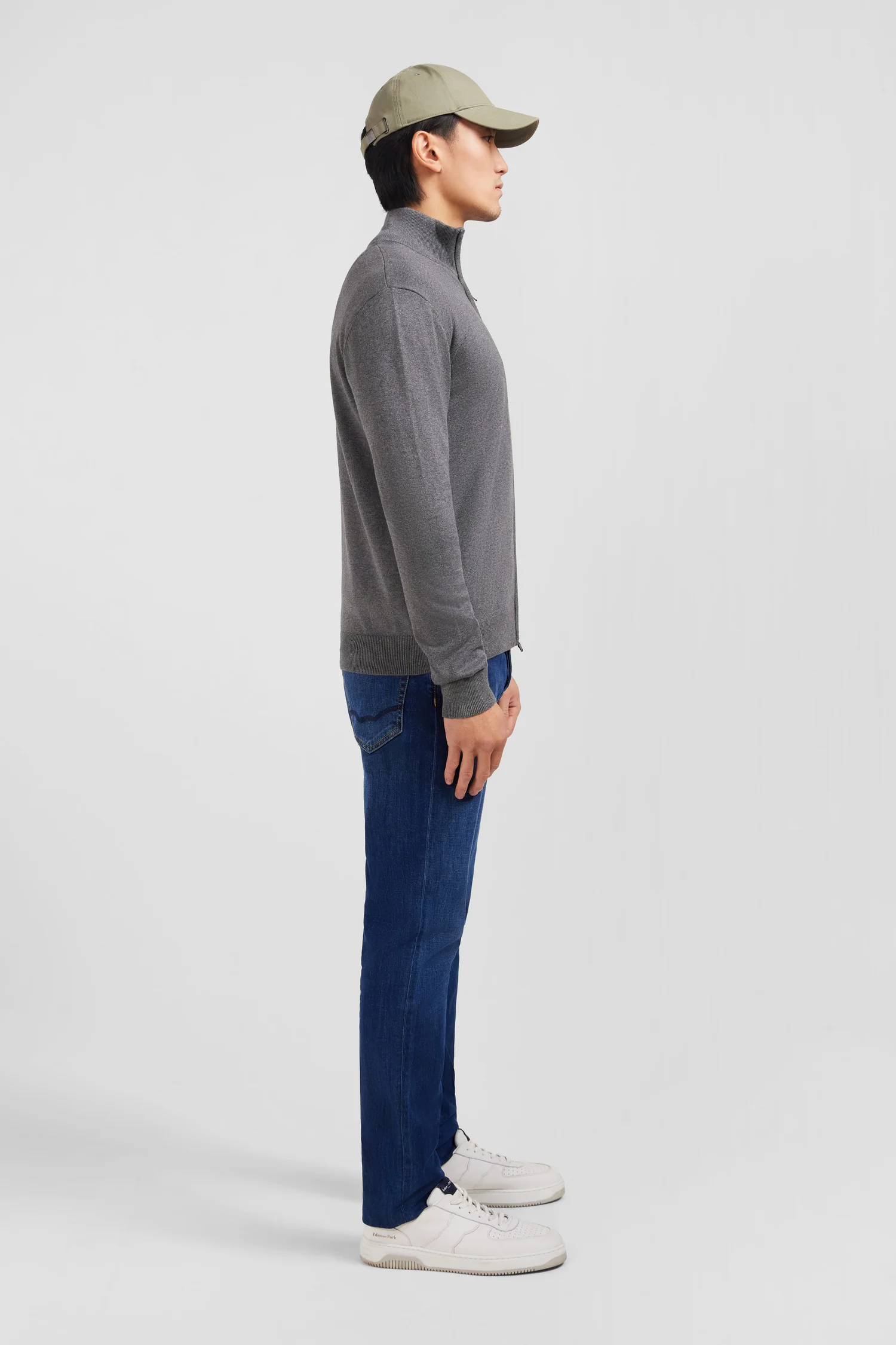 Cardigan gris zippé en coton - Image 5