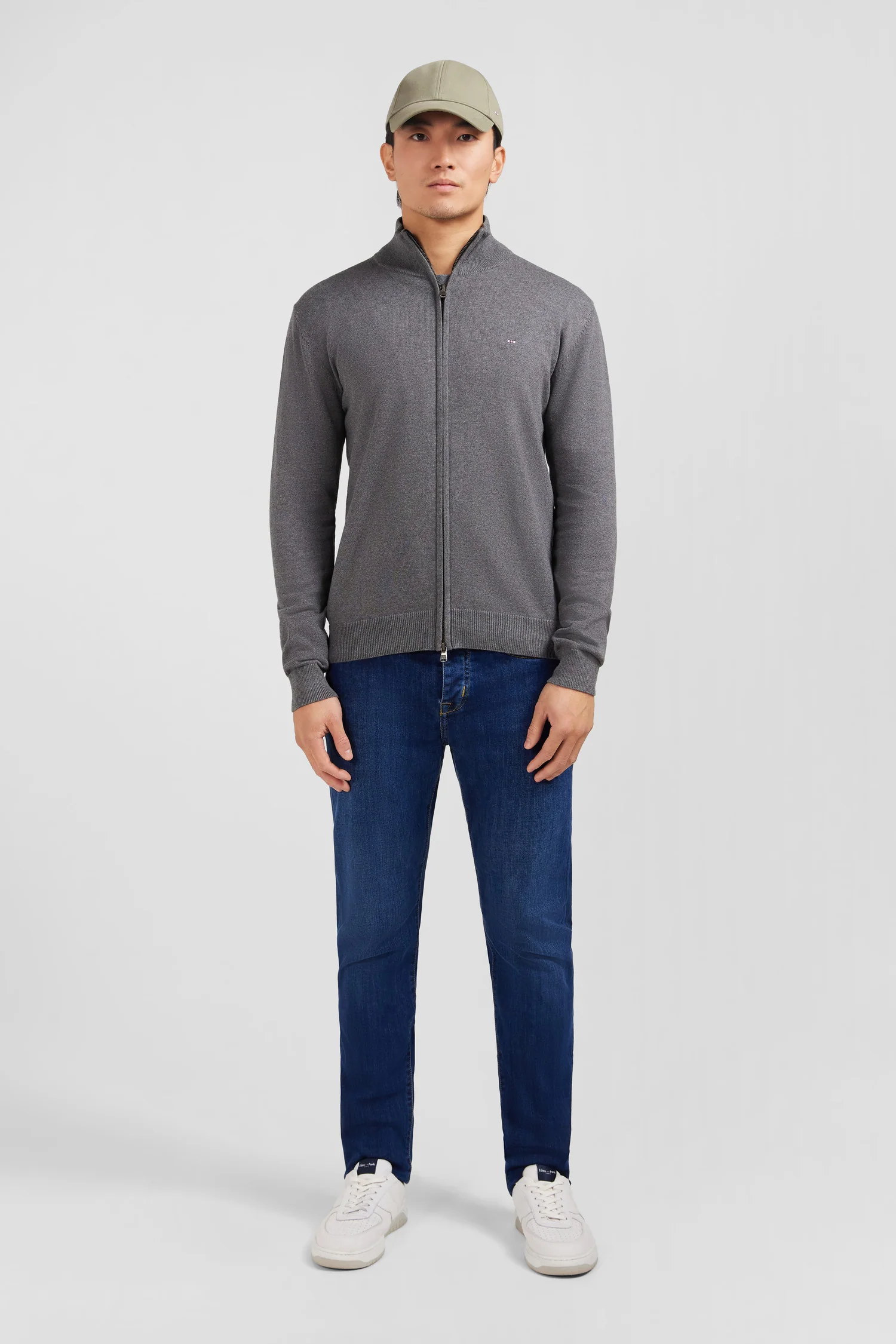 Cardigan gris zippé en coton - Image 7