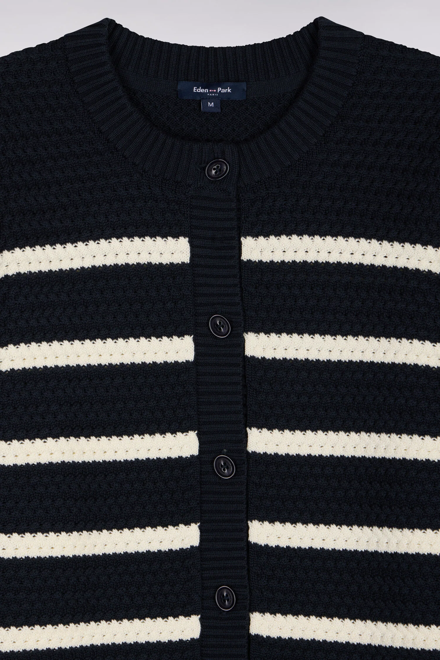 Cardigan marinière en maille tressée marine - Image 6