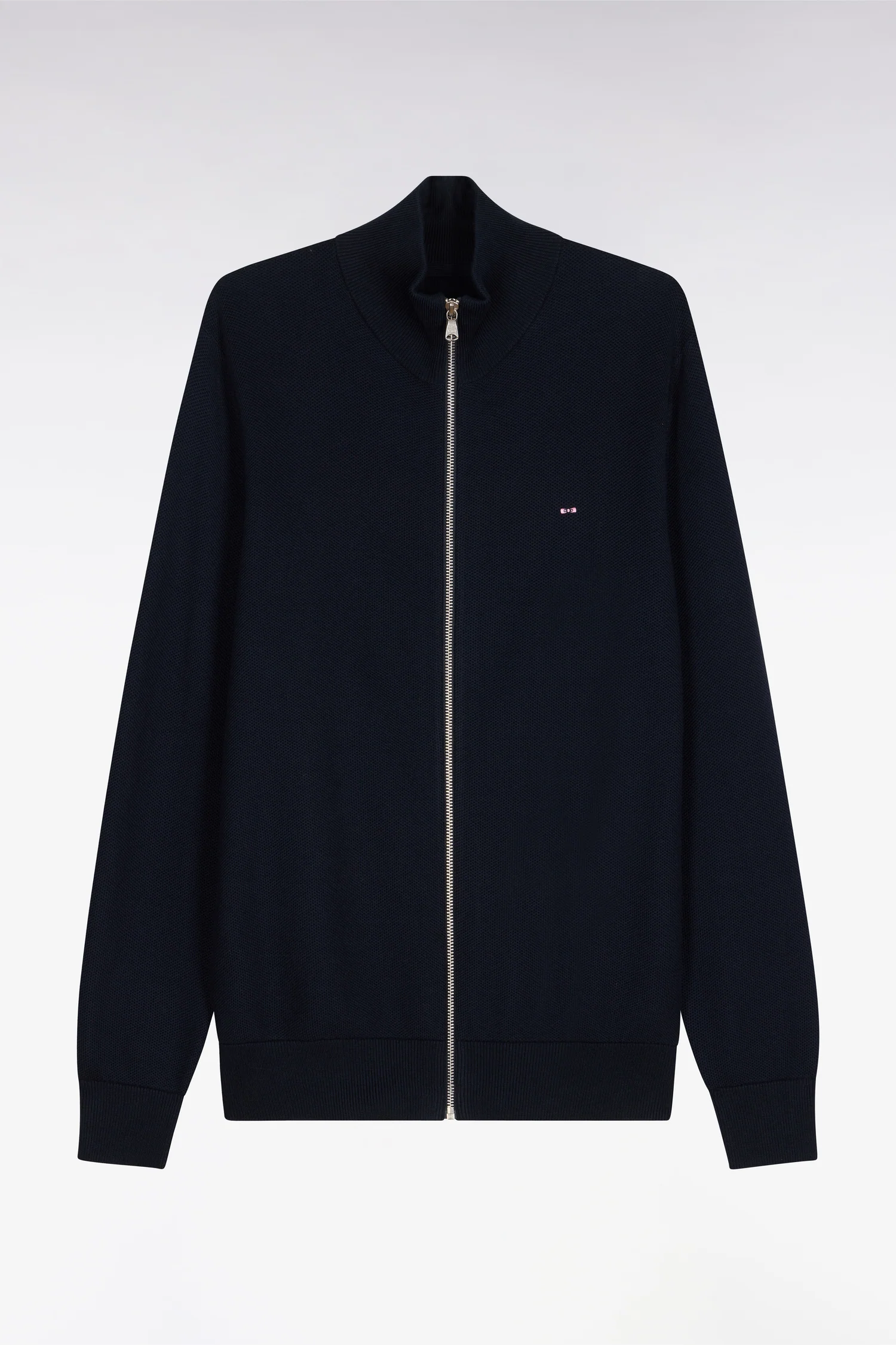 Cardigan zippé en coton marine - Image 2