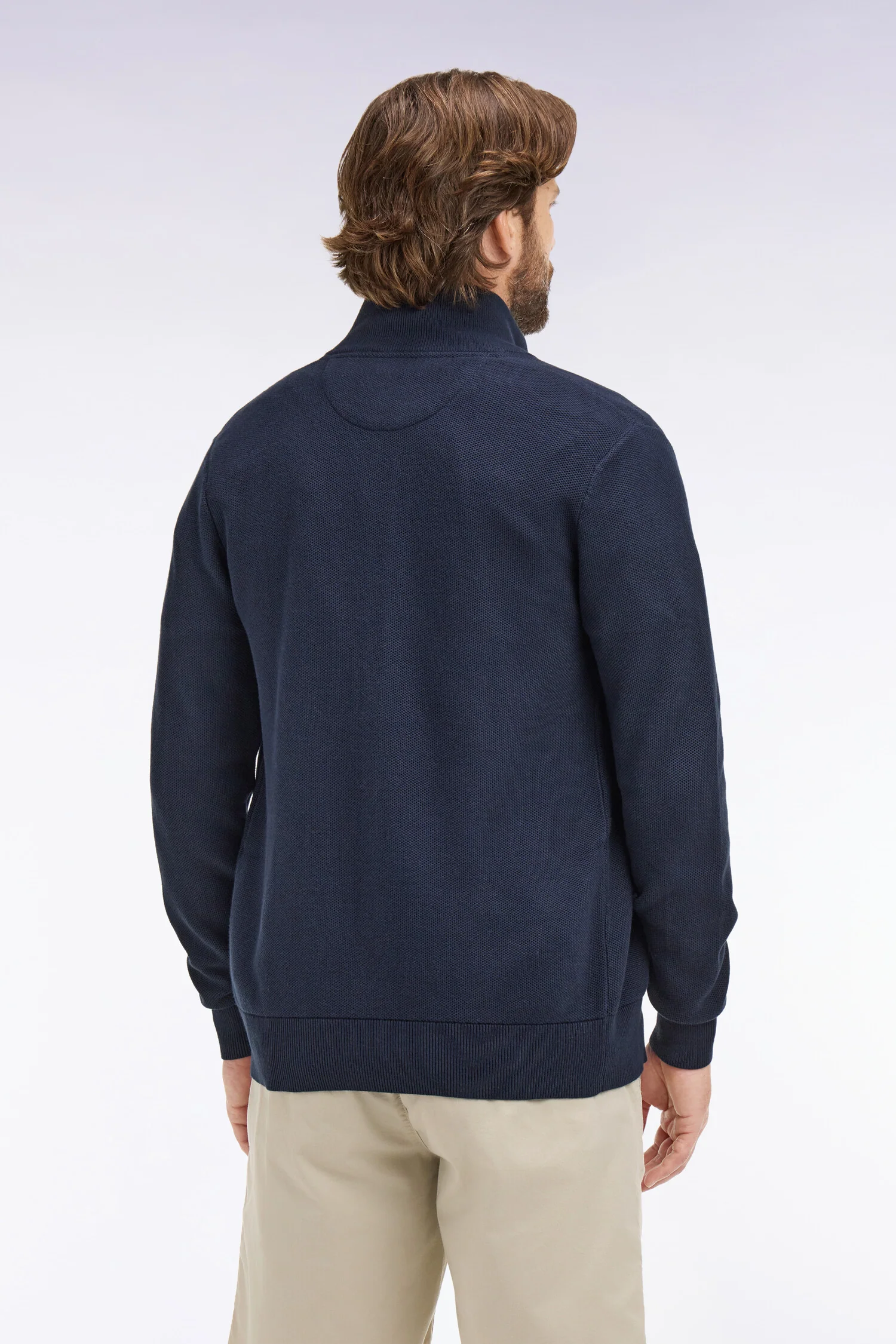Cardigan zippé en coton marine - Image 5