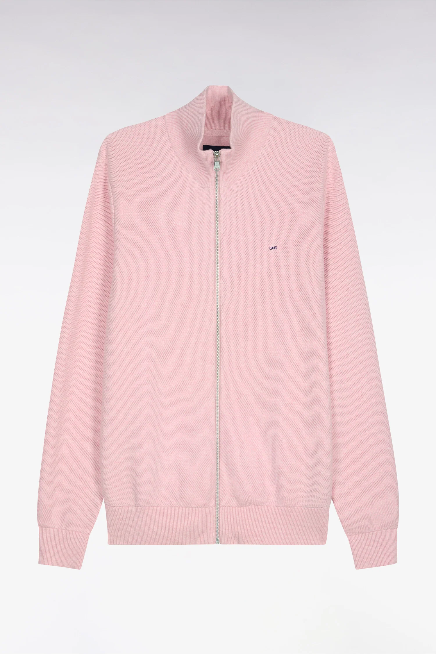 Cardigan zippé en coton rose - Image 2