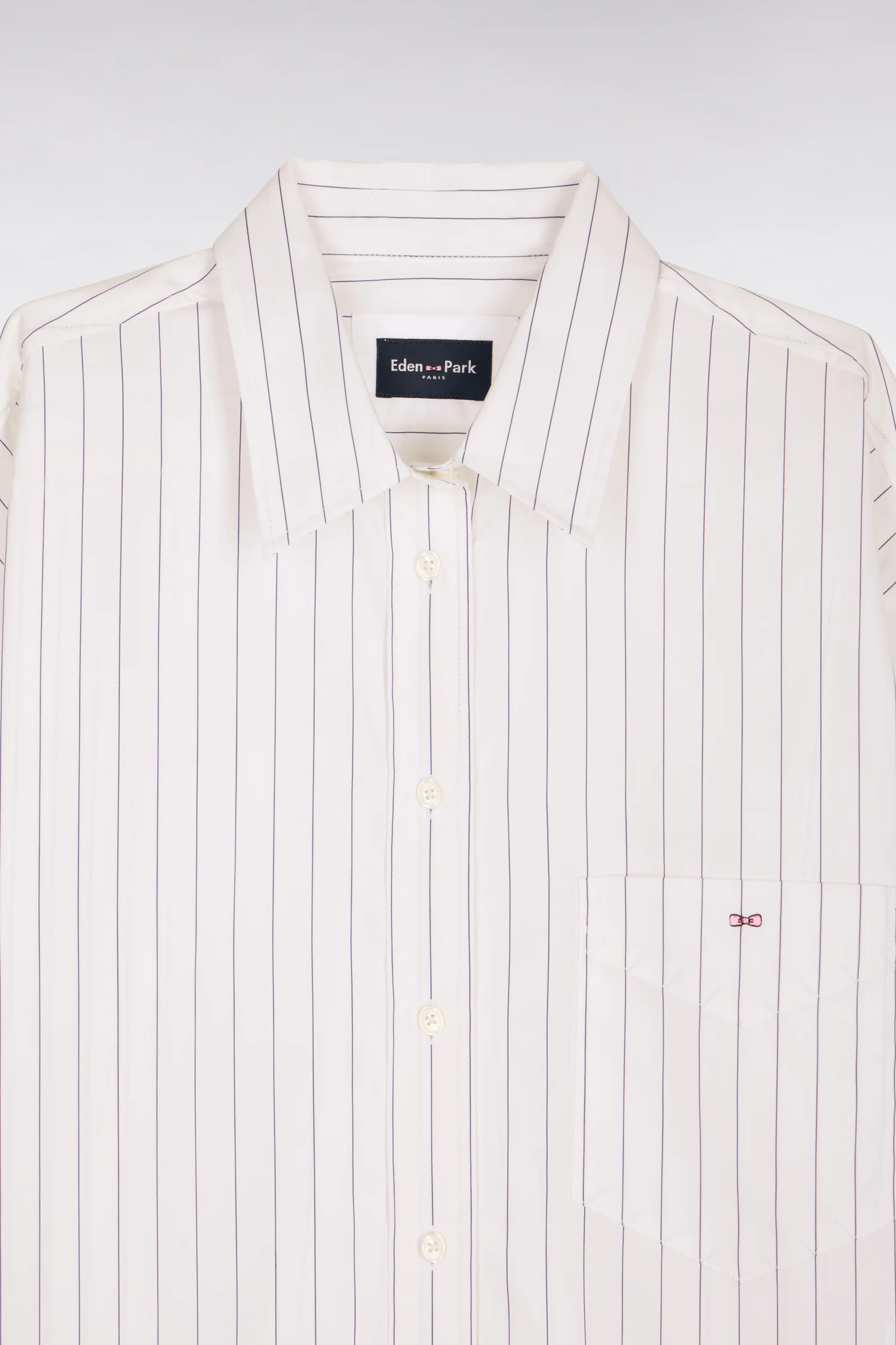 Chemise à fines rayures en popeline de coton blanche coupe oversized - Image 6