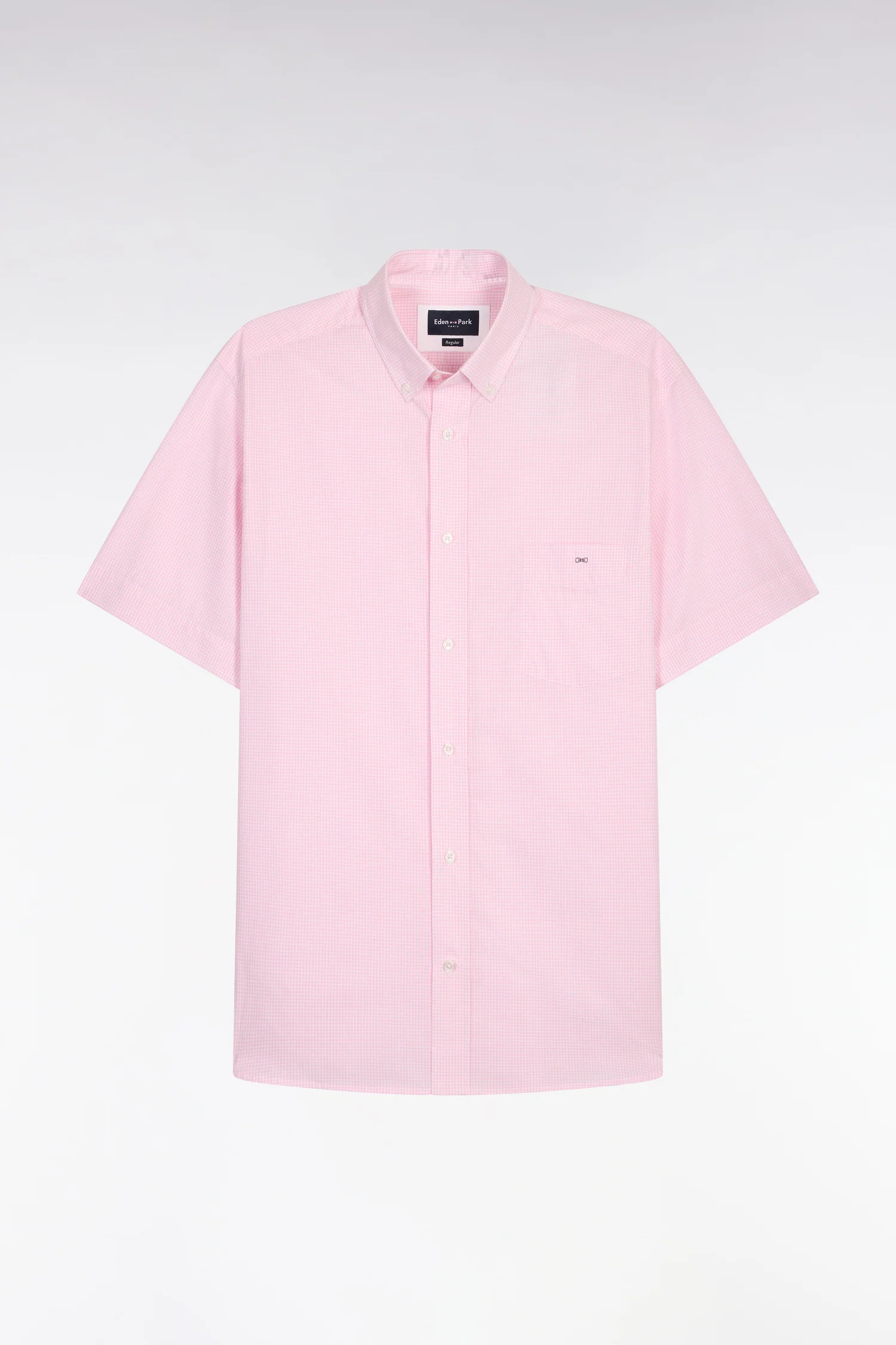 Chemise à manches courtes en coton à carreaux Vichy rose - Image 2