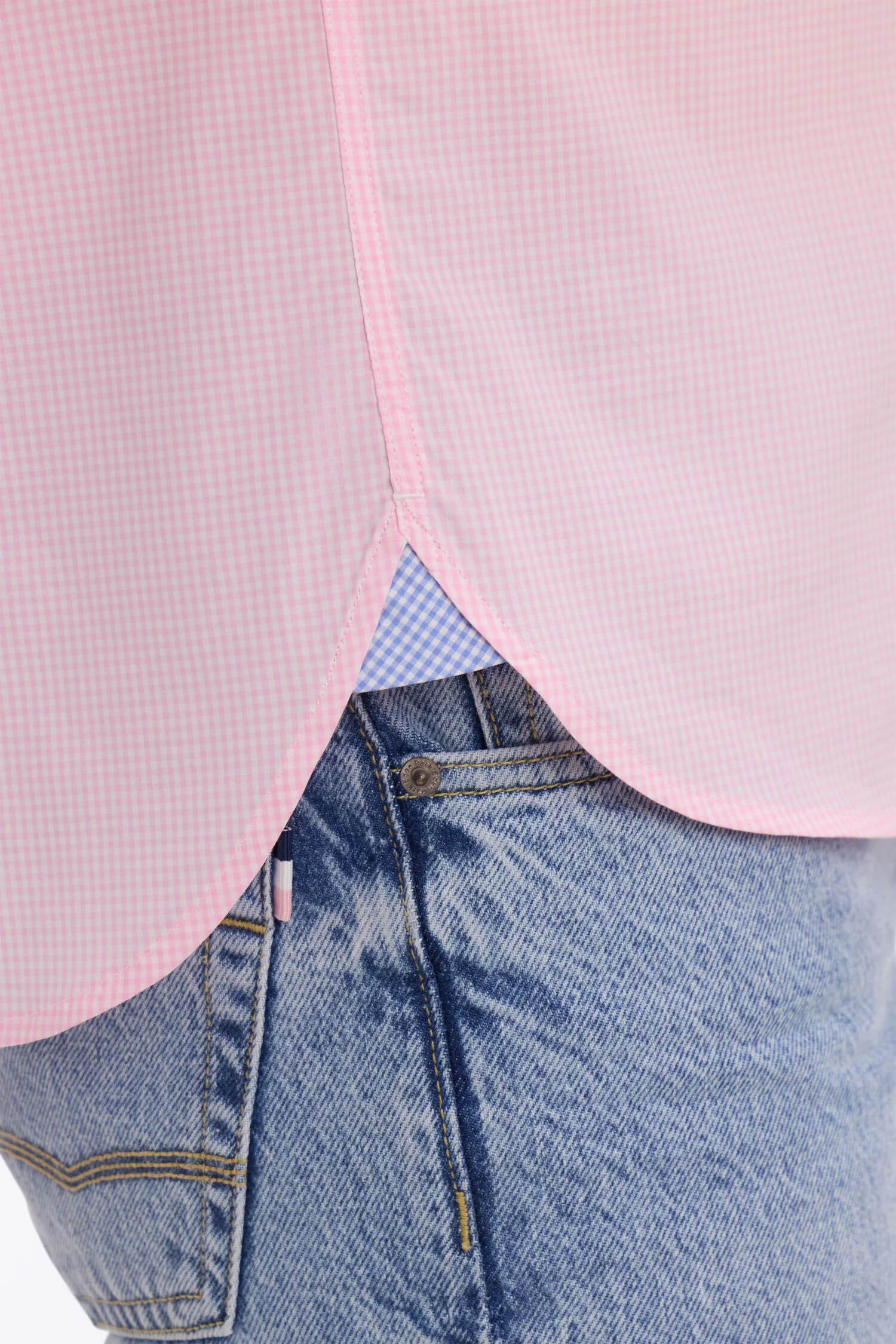 Chemise à manches courtes en coton à carreaux Vichy rose - Image 4