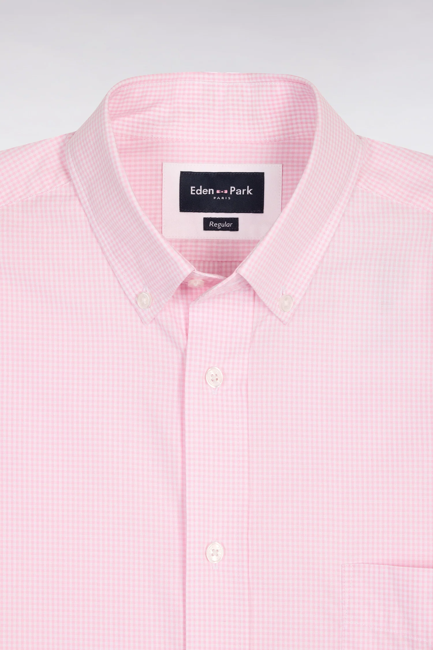 Chemise à manches courtes en coton à carreaux Vichy rose - Image 6
