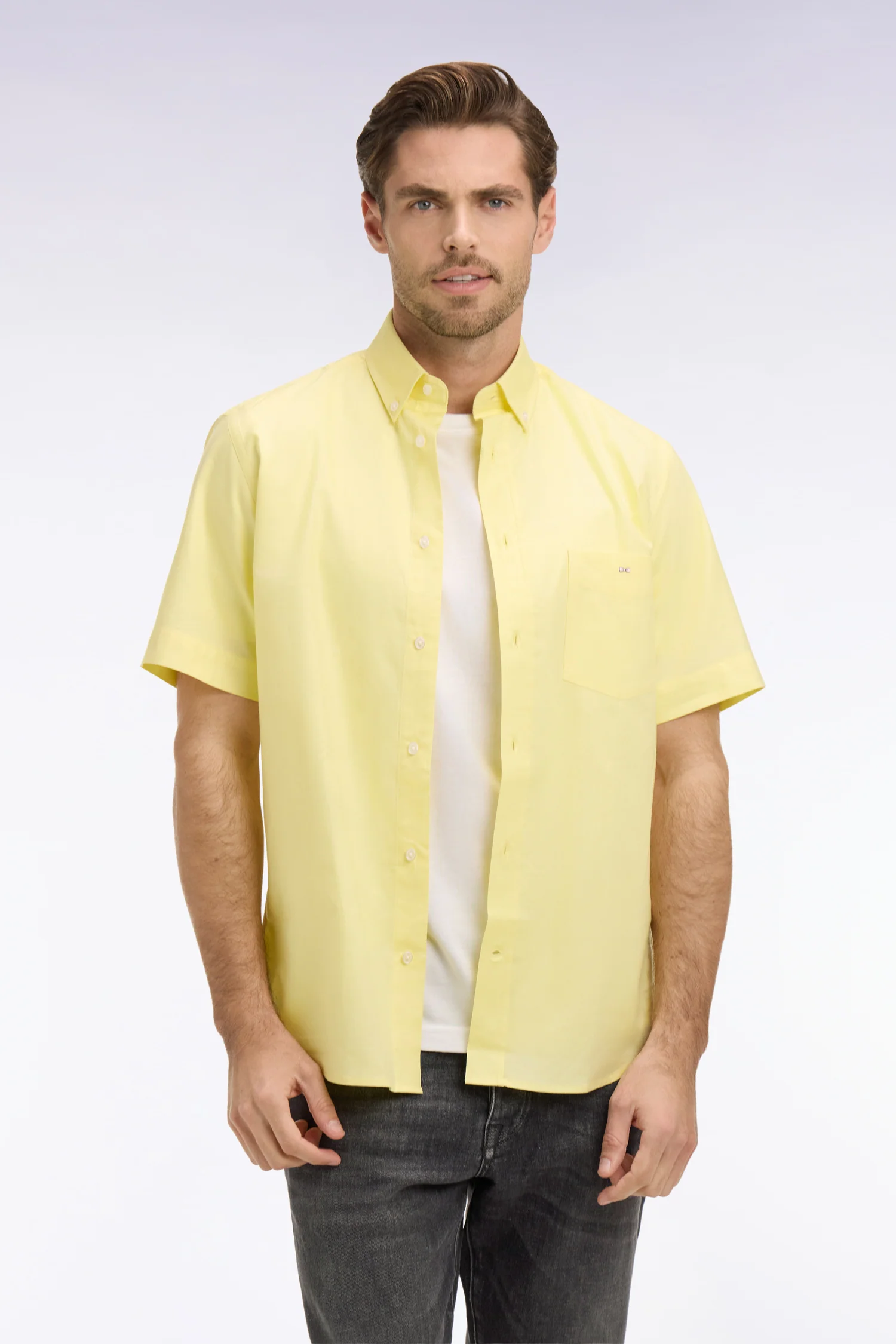 Chemise à manches courtes en coton fil teint jeune - Image 3