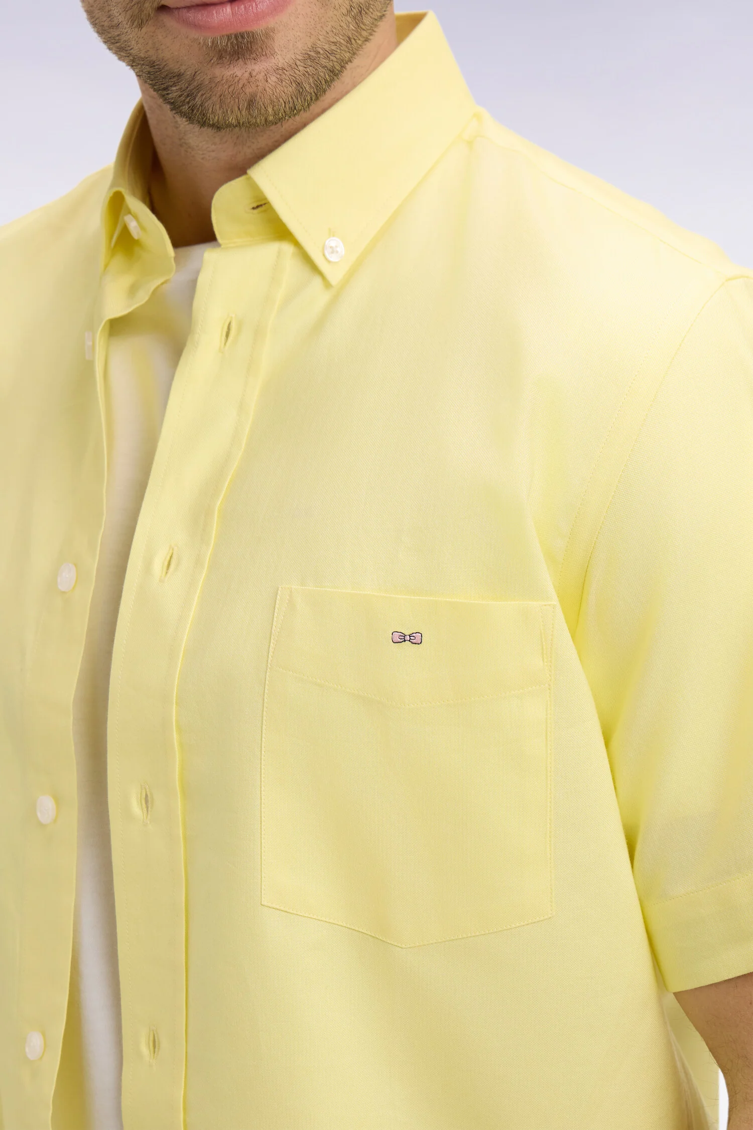 Chemise à manches courtes en coton fil teint jeune - Image 4