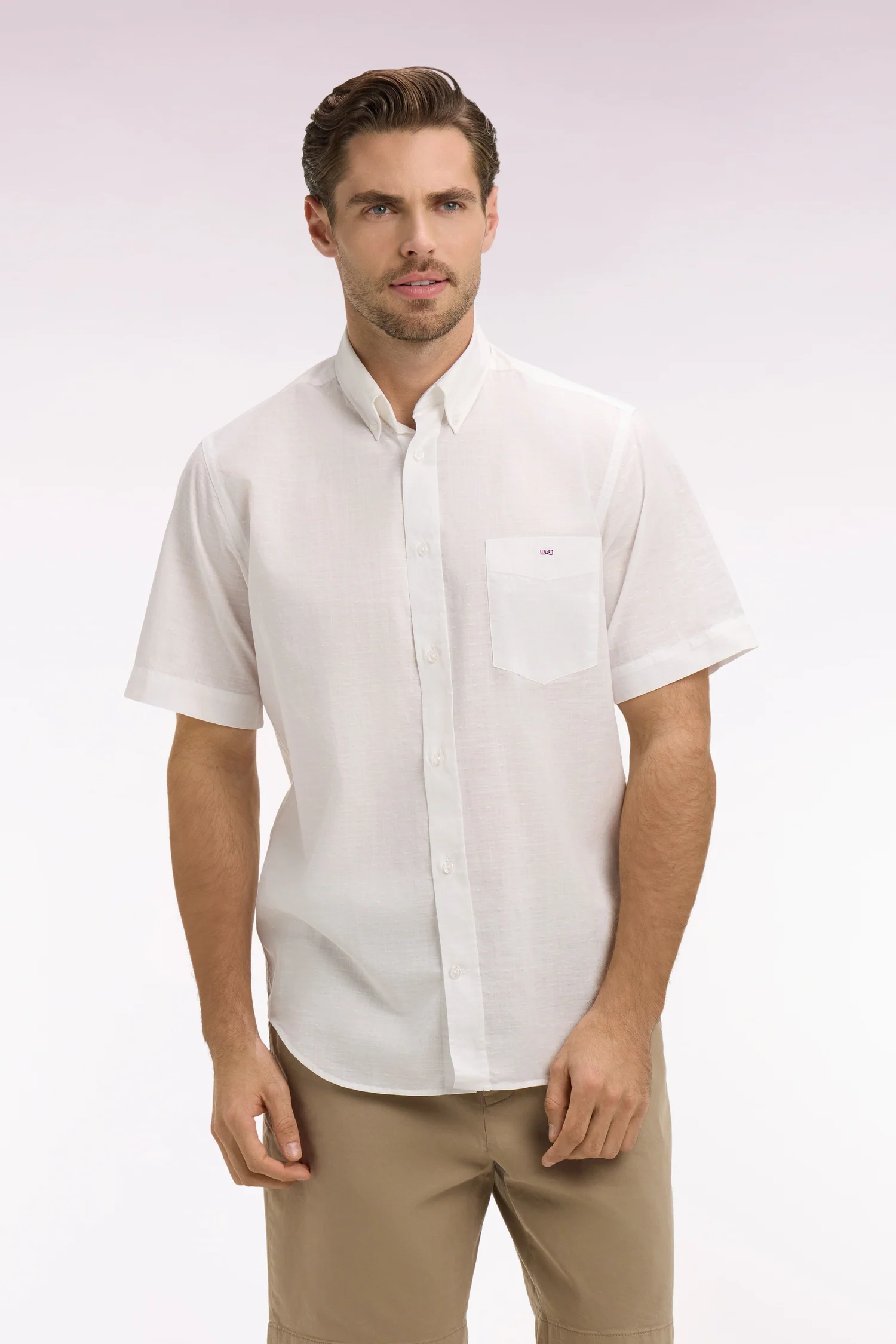 Chemise Ă manches courtes en coton jacquard blanc - Image 3