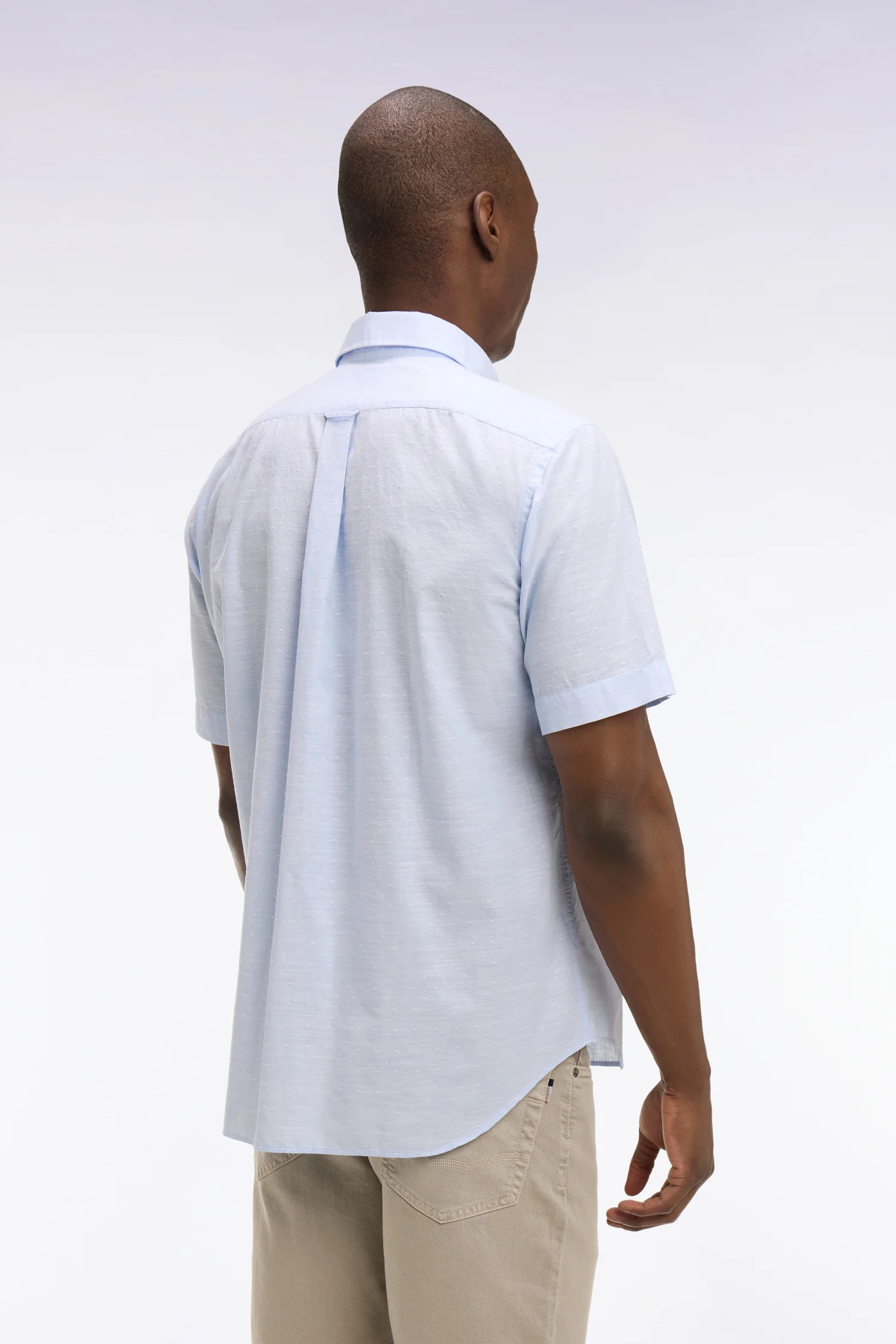 Chemise Ă manches courtes en coton jacquard ciel - Image 5