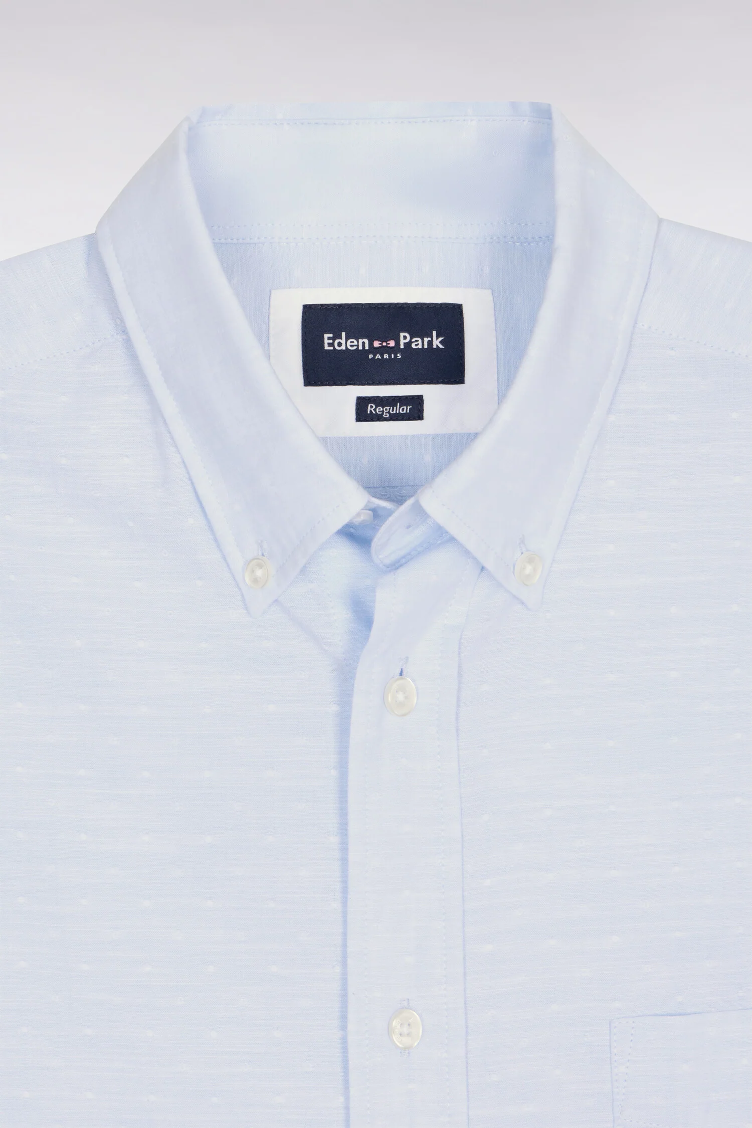 Chemise Ă manches courtes en coton jacquard ciel - Image 6
