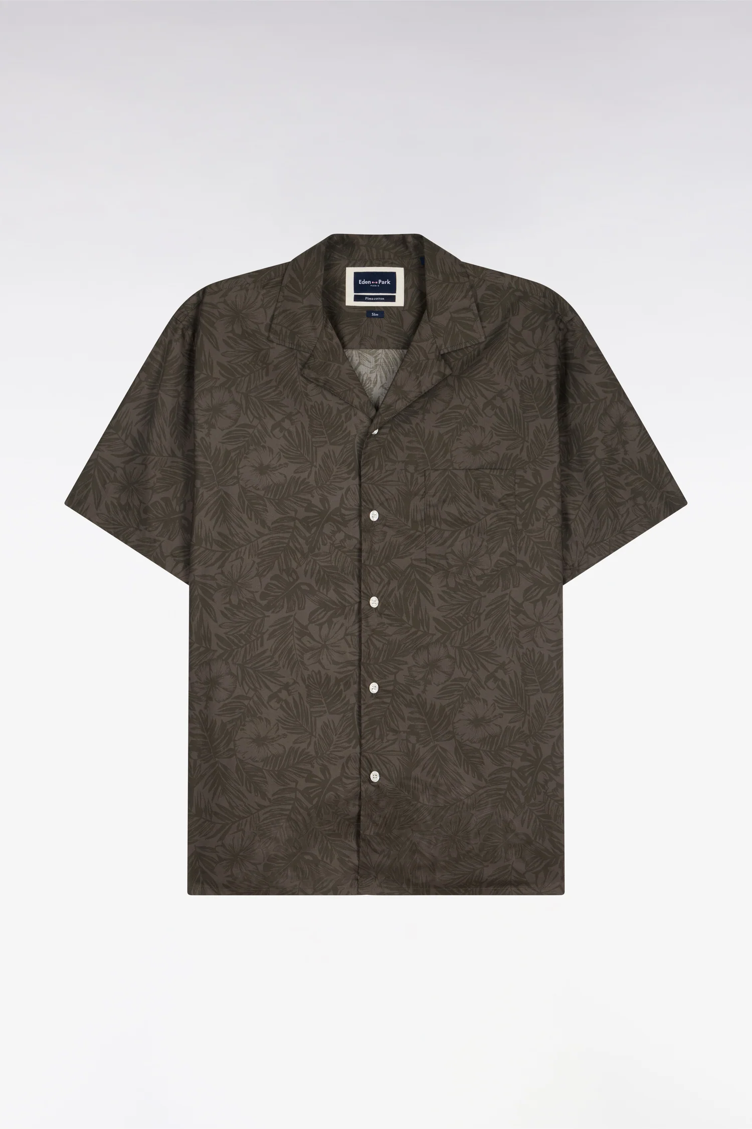 Chemise à manches courtes en coton Pima kaki imprimé végétal - Image 2
