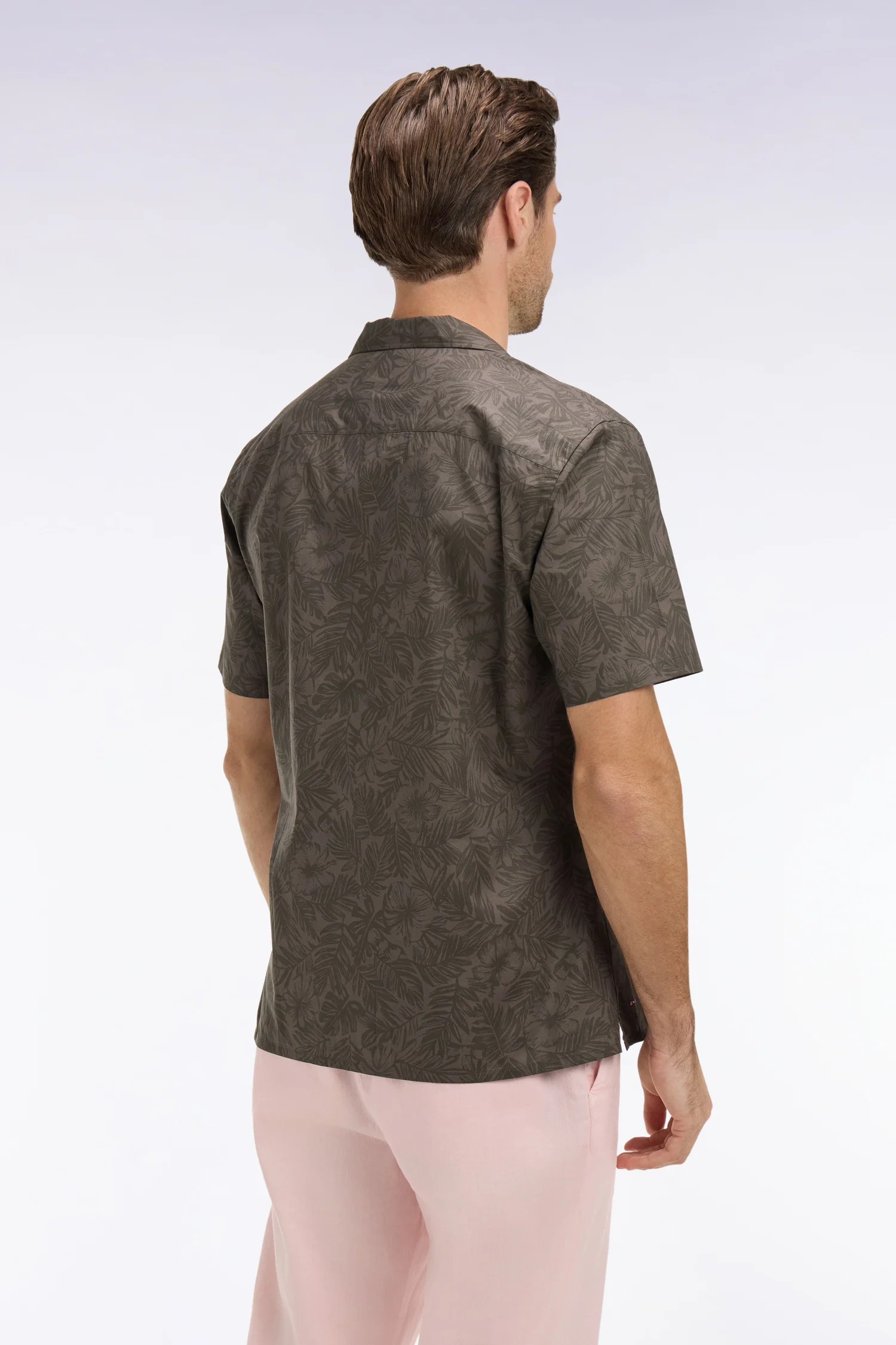 Chemise à manches courtes en coton Pima kaki imprimé végétal - Image 5