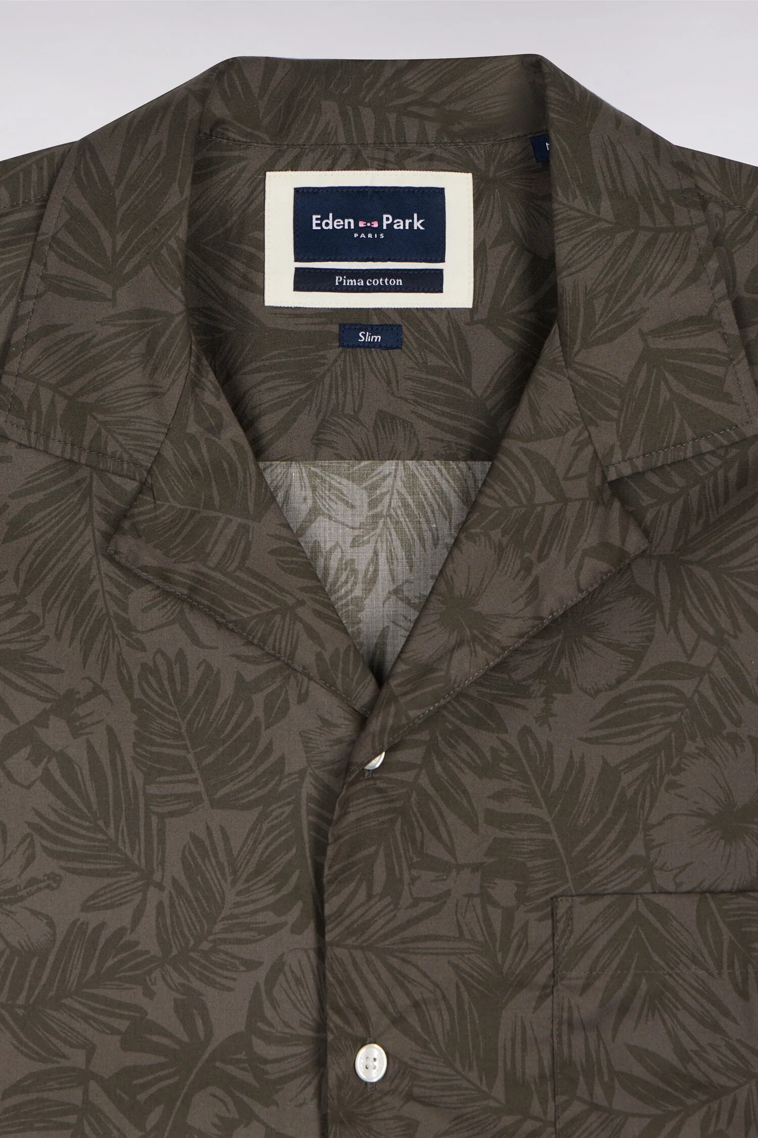 Chemise à manches courtes en coton Pima kaki imprimé végétal - Image 6