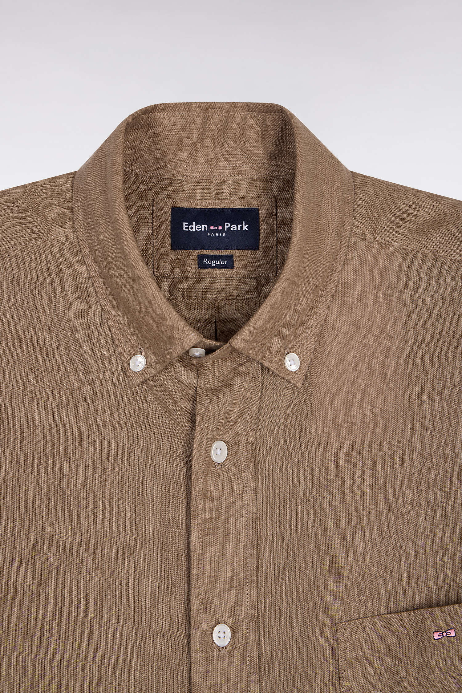Chemise à manches courtes en lin kaki - Image 6