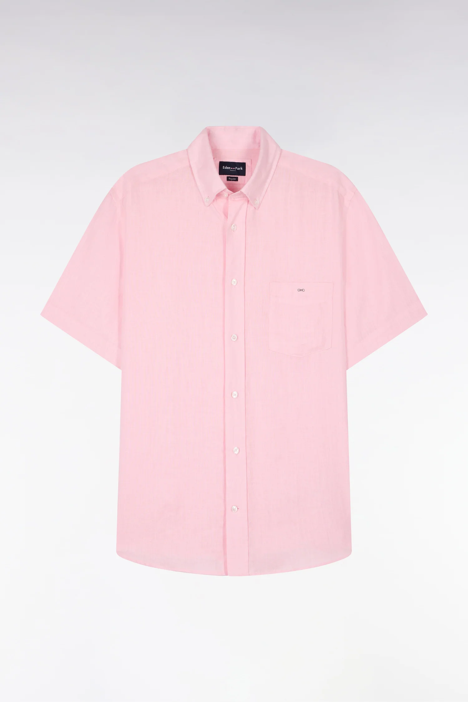 Chemise Ă manches courtes en lin rose clair - Image 2