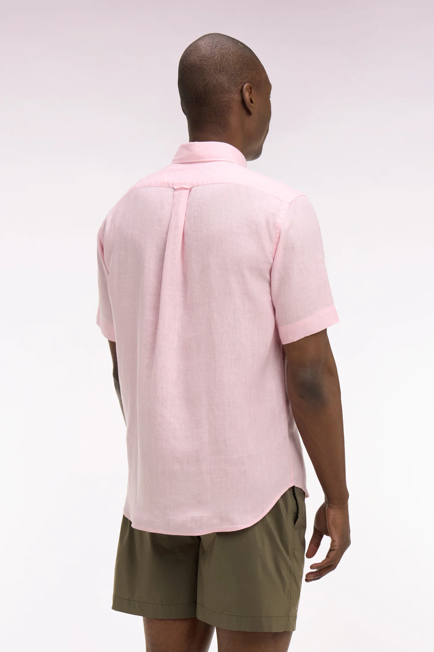 Chemise Ă manches courtes en lin rose clair - Image 5