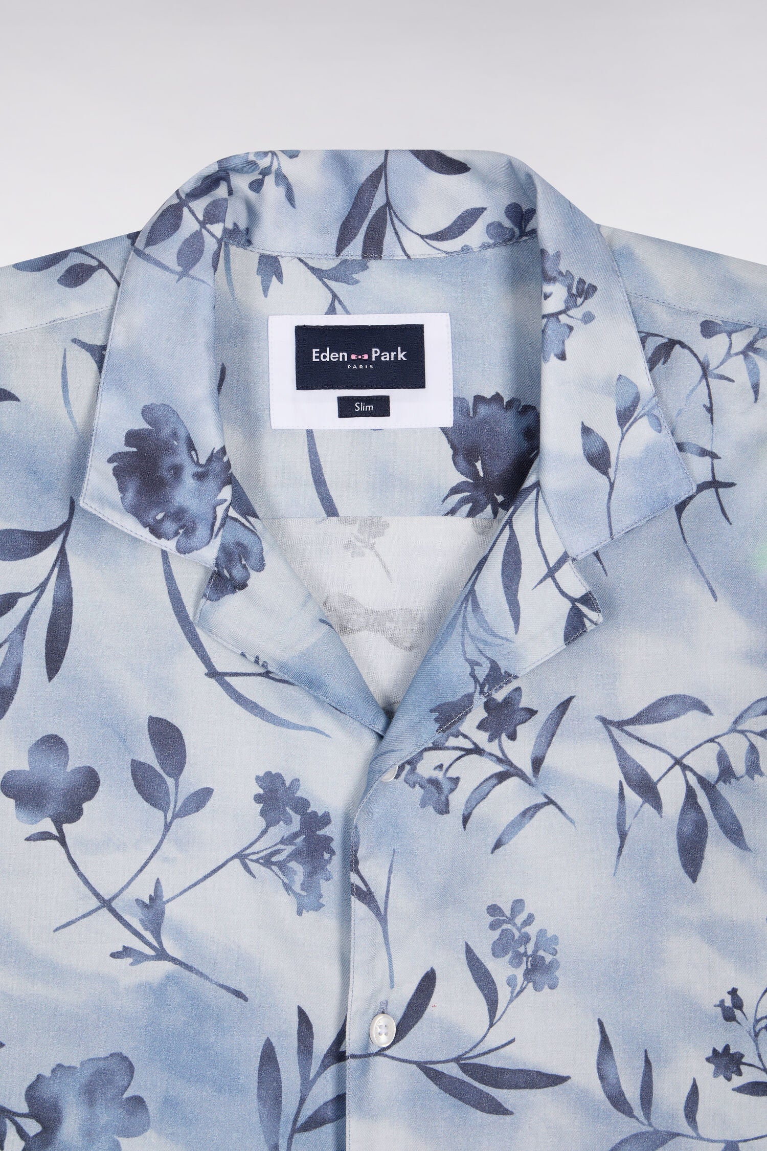 Chemise à manches courtes en lyocell et coton imprimé floral ciel - Image 6