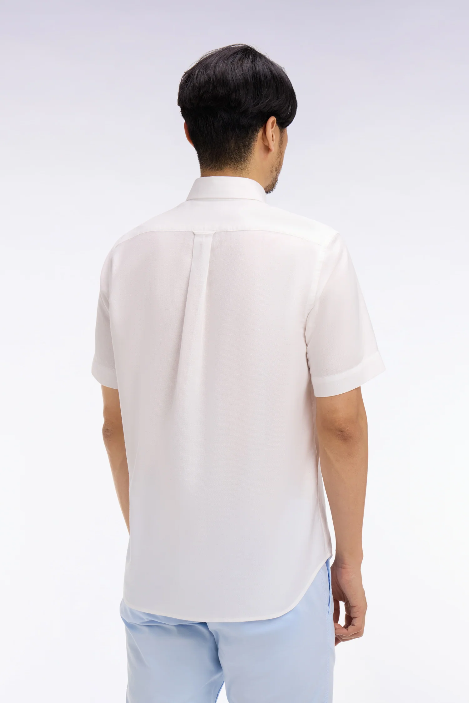 Chemise à manches courtes en piqué coton blanc - Image 5