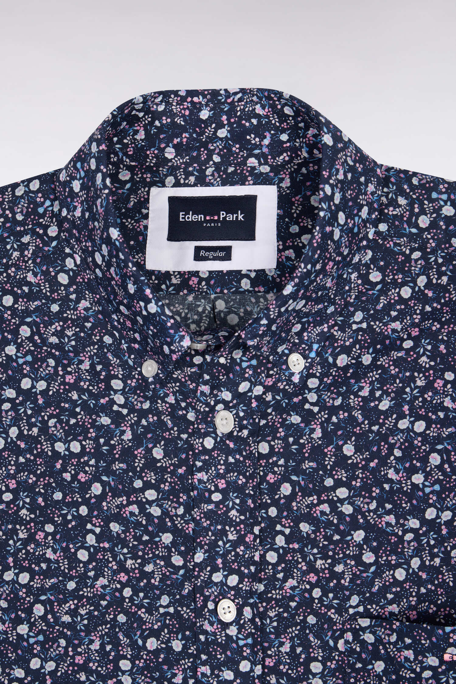 Chemise à manches courtes en popeline de coton à imprimé floral marine - Image 5