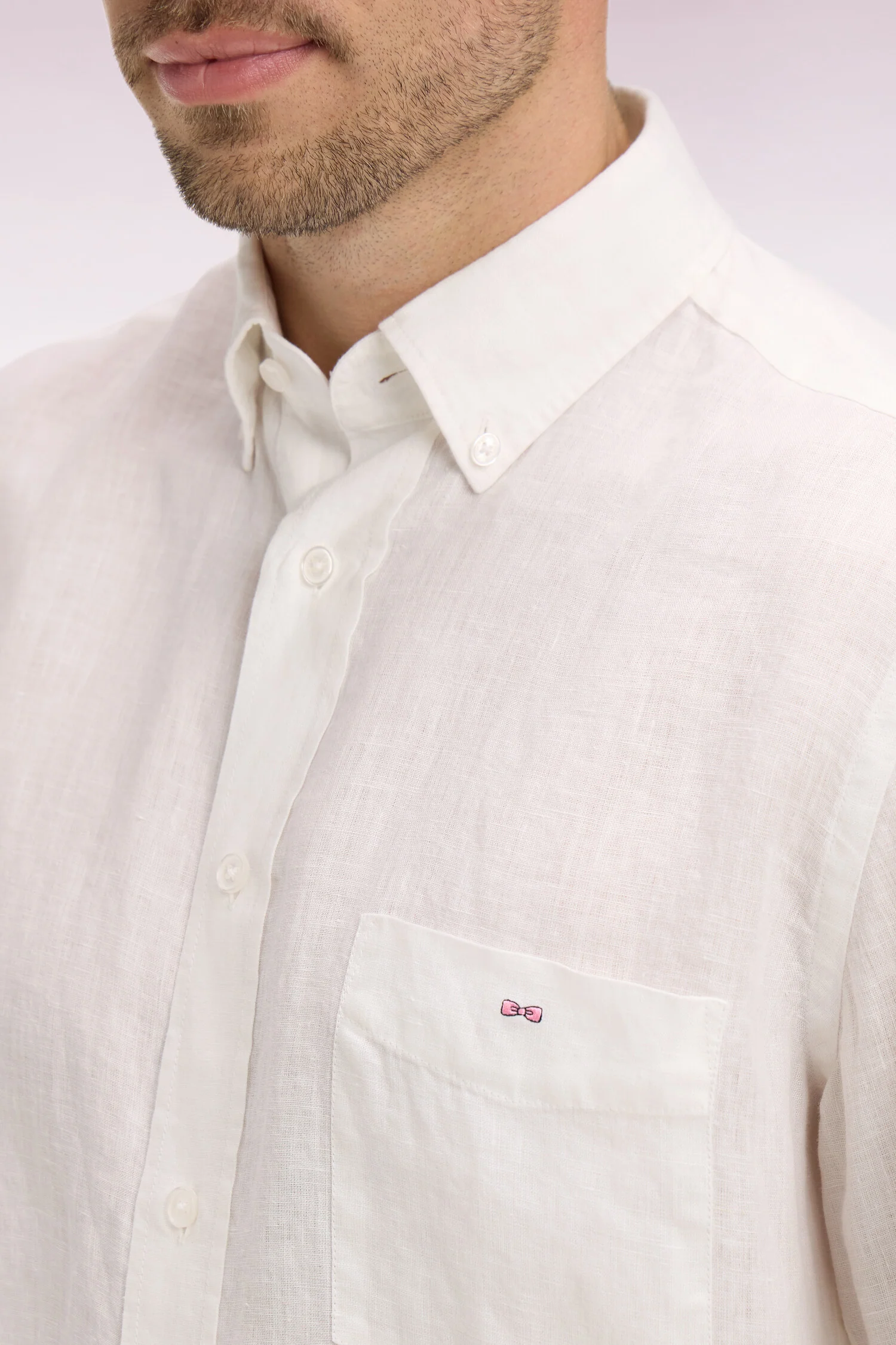 Chemise droite en lin blanc - Image 4