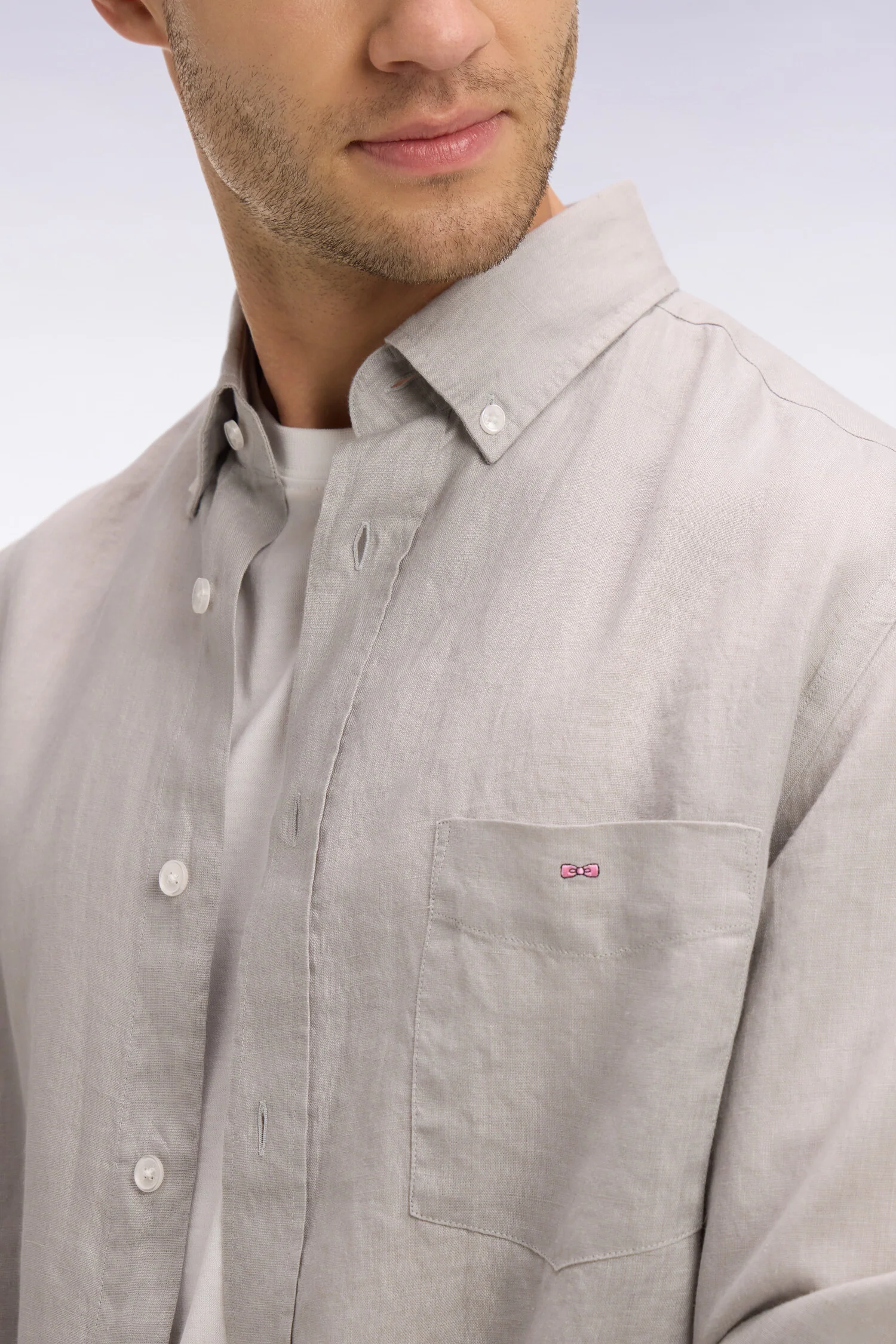 Chemise droite en lin gris - Image 4