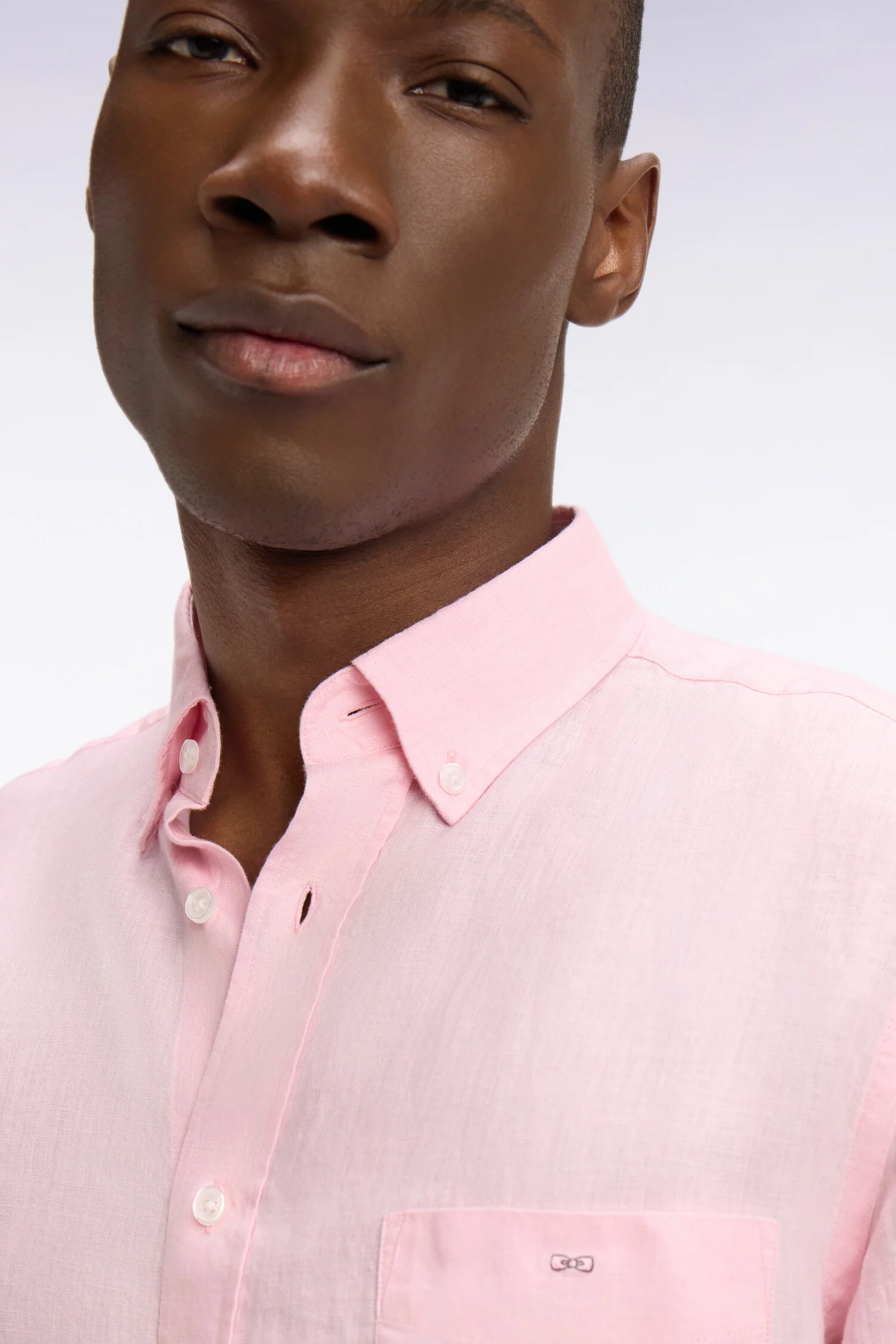Chemise droite en lin rose clair - Image 4