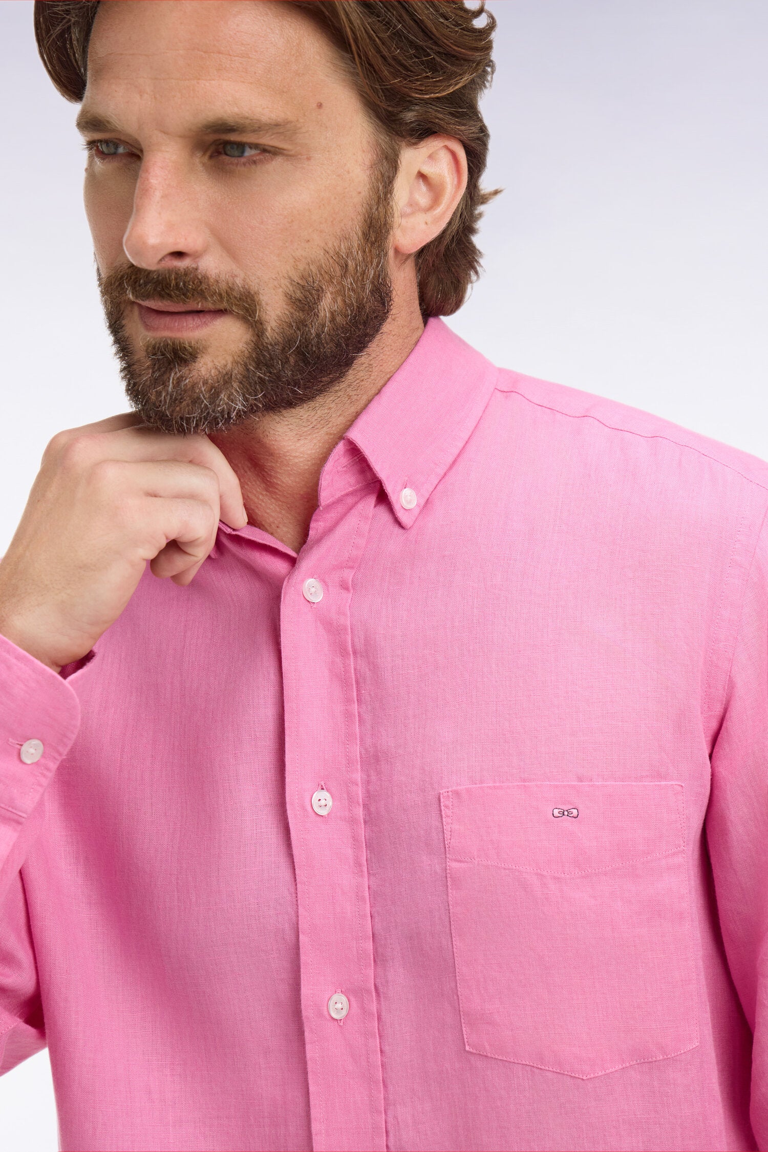 Chemise droite en lin rose - Image 4