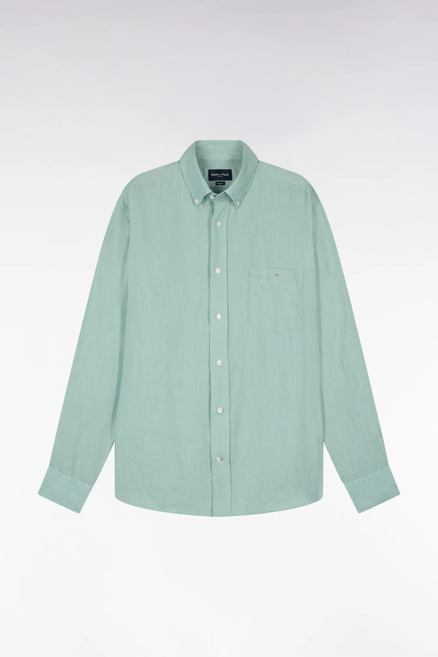 Chemise droite en lin vert d'eau - Image 2