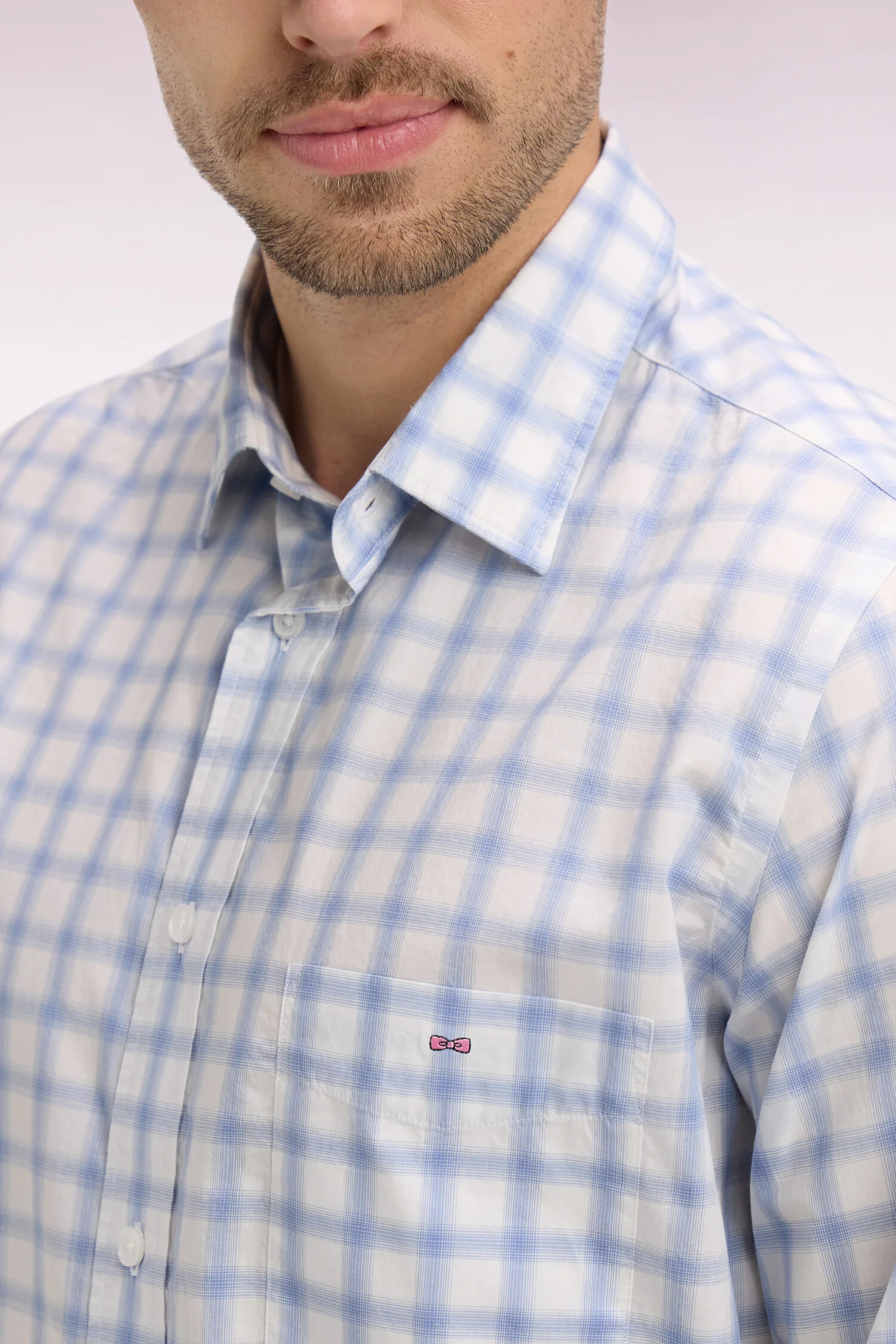 Chemise en coton Ă carreaux bleu - Image 4