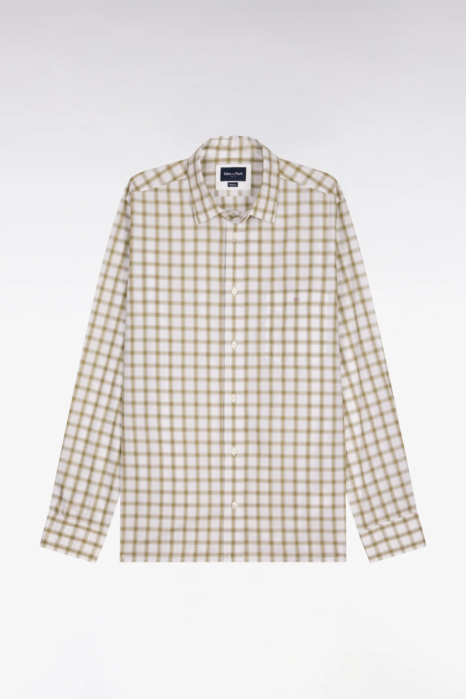 Chemise en coton à carreaux kaki - Image 2