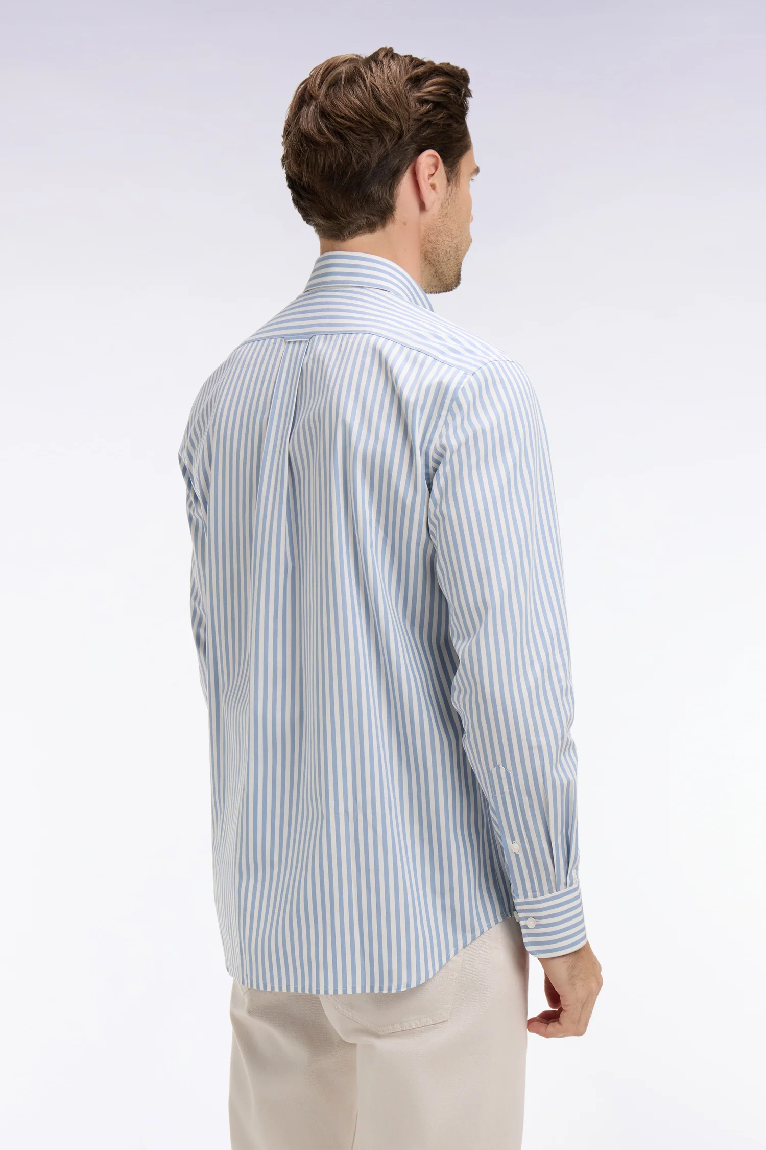 Chemise en coton bleu à rayures bâtons - Image 5
