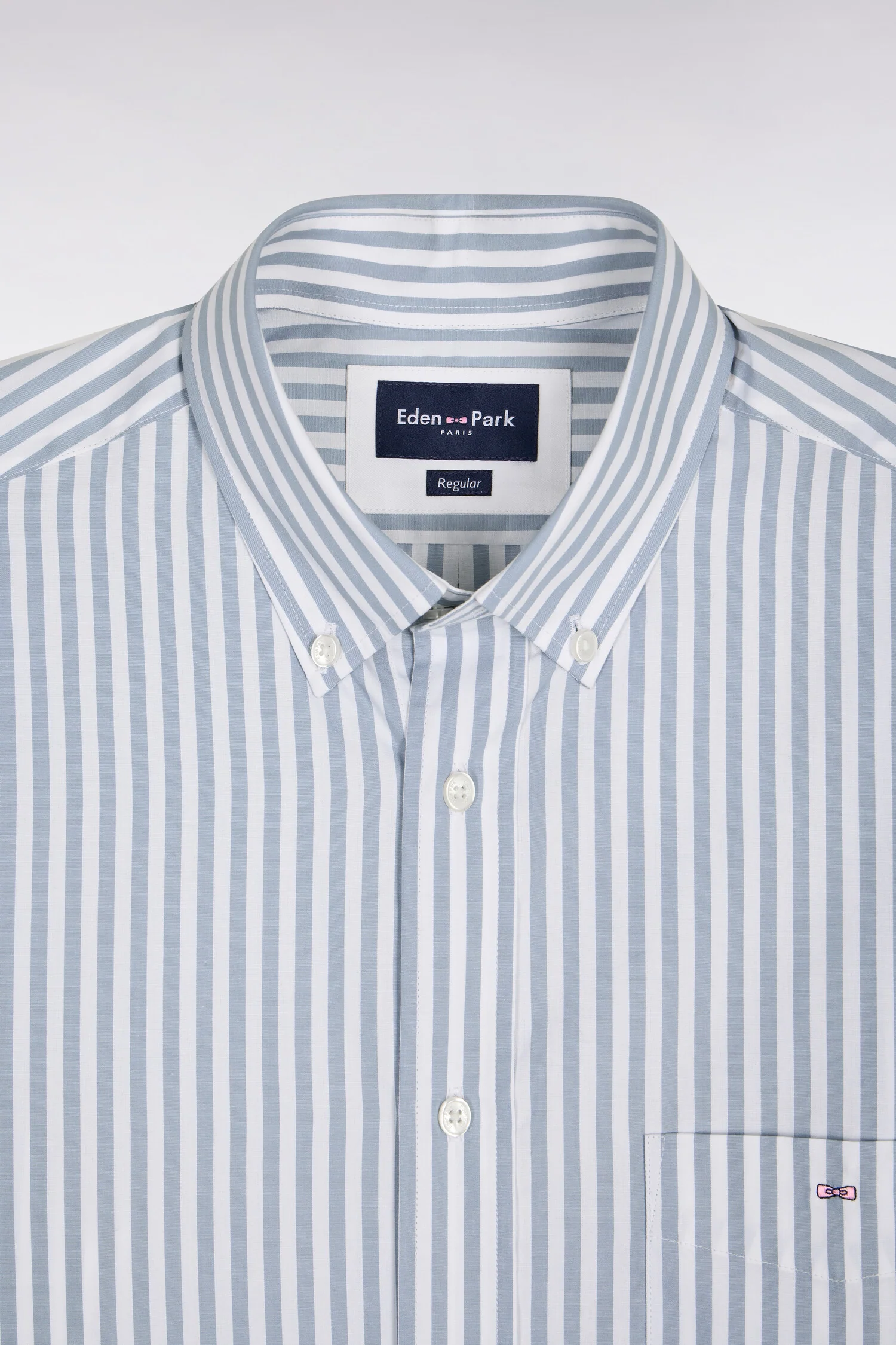 Chemise en coton bleu à rayures bâtons - Image 6