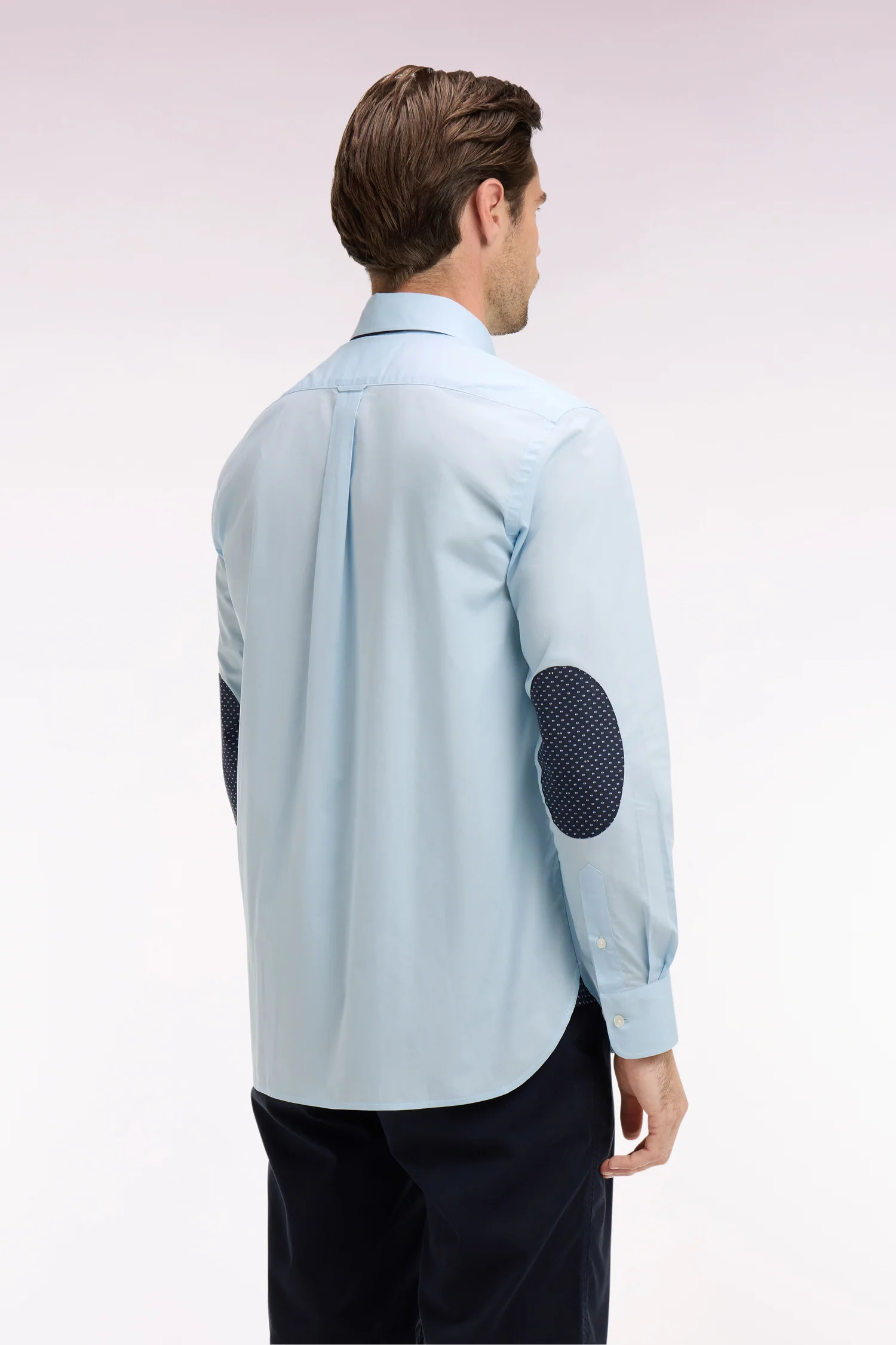 Chemise en coton bleu ciel à coudières imprimées - Image 5