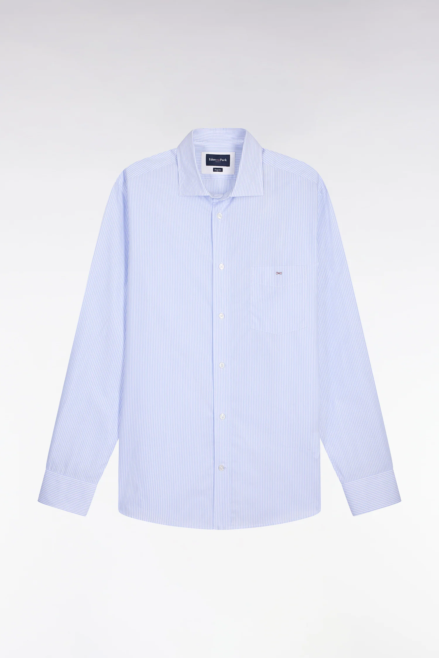 Chemise en coton dobby à rayures ciel coupe regular - Image 2