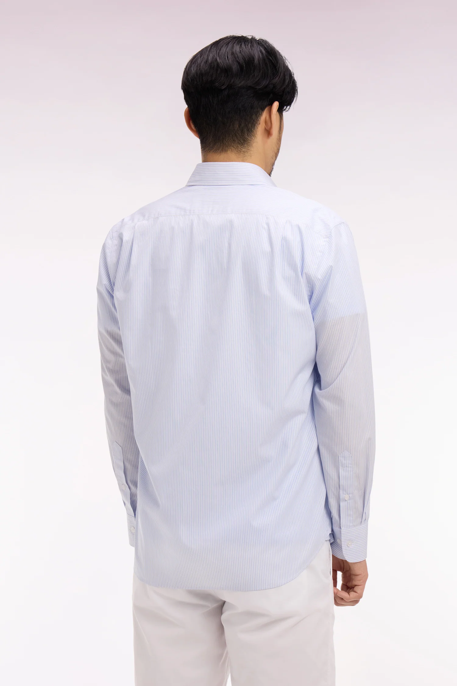 Chemise en coton dobby à rayures ciel coupe regular - Image 5