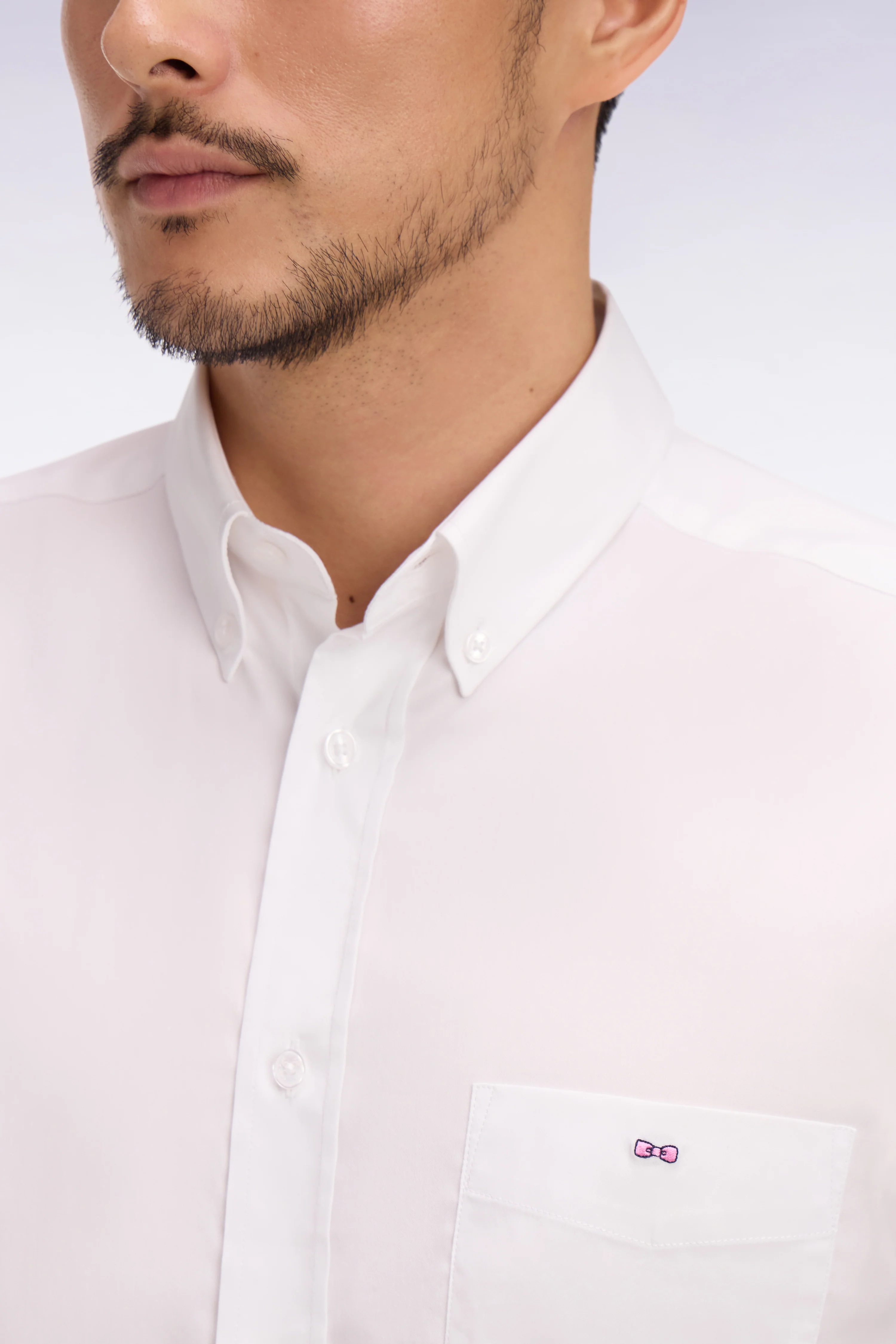 Chemise en coton mélangé blanche coupe regular - Image 4