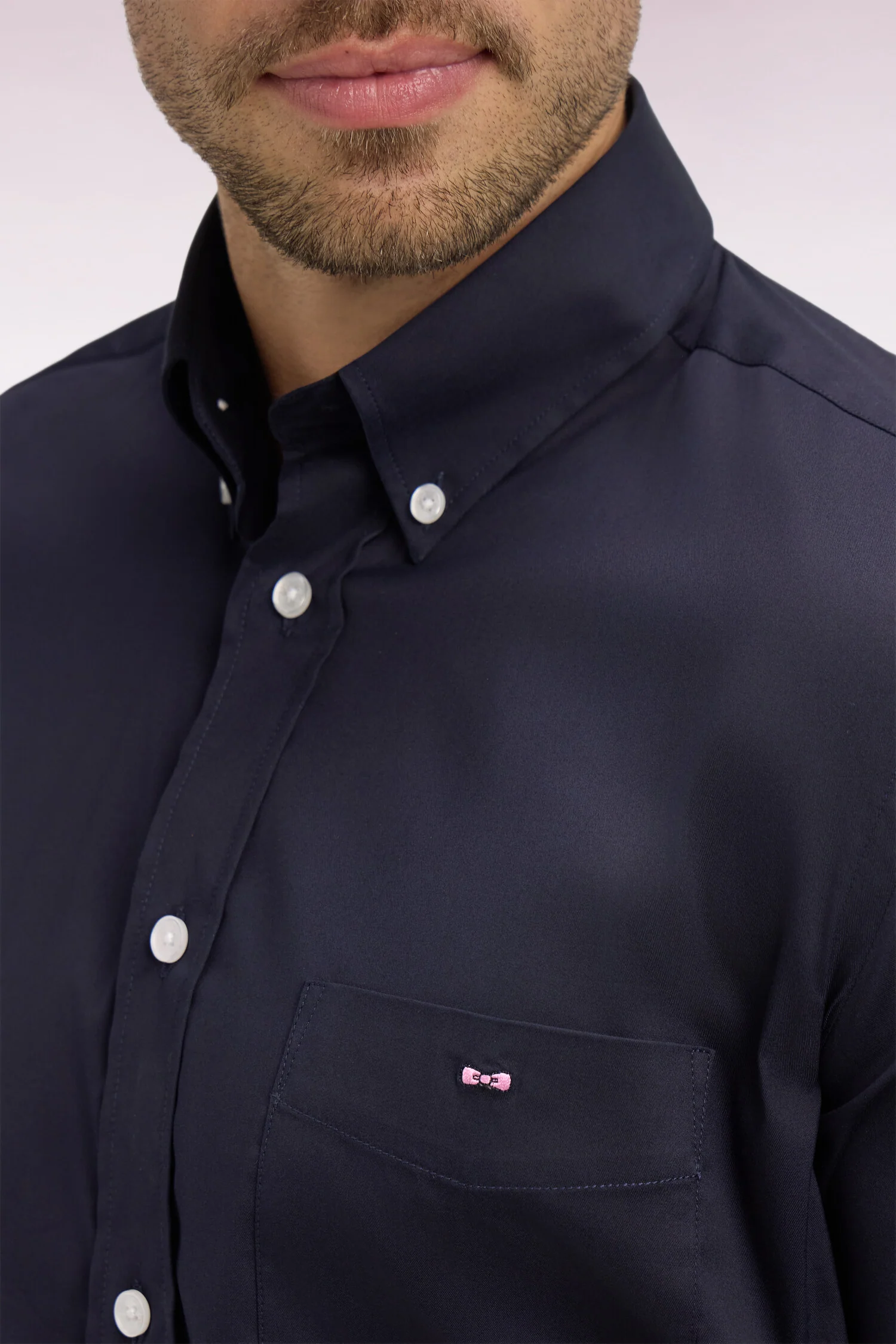 Chemise en coton mélangé marine coupe regular - Image 4