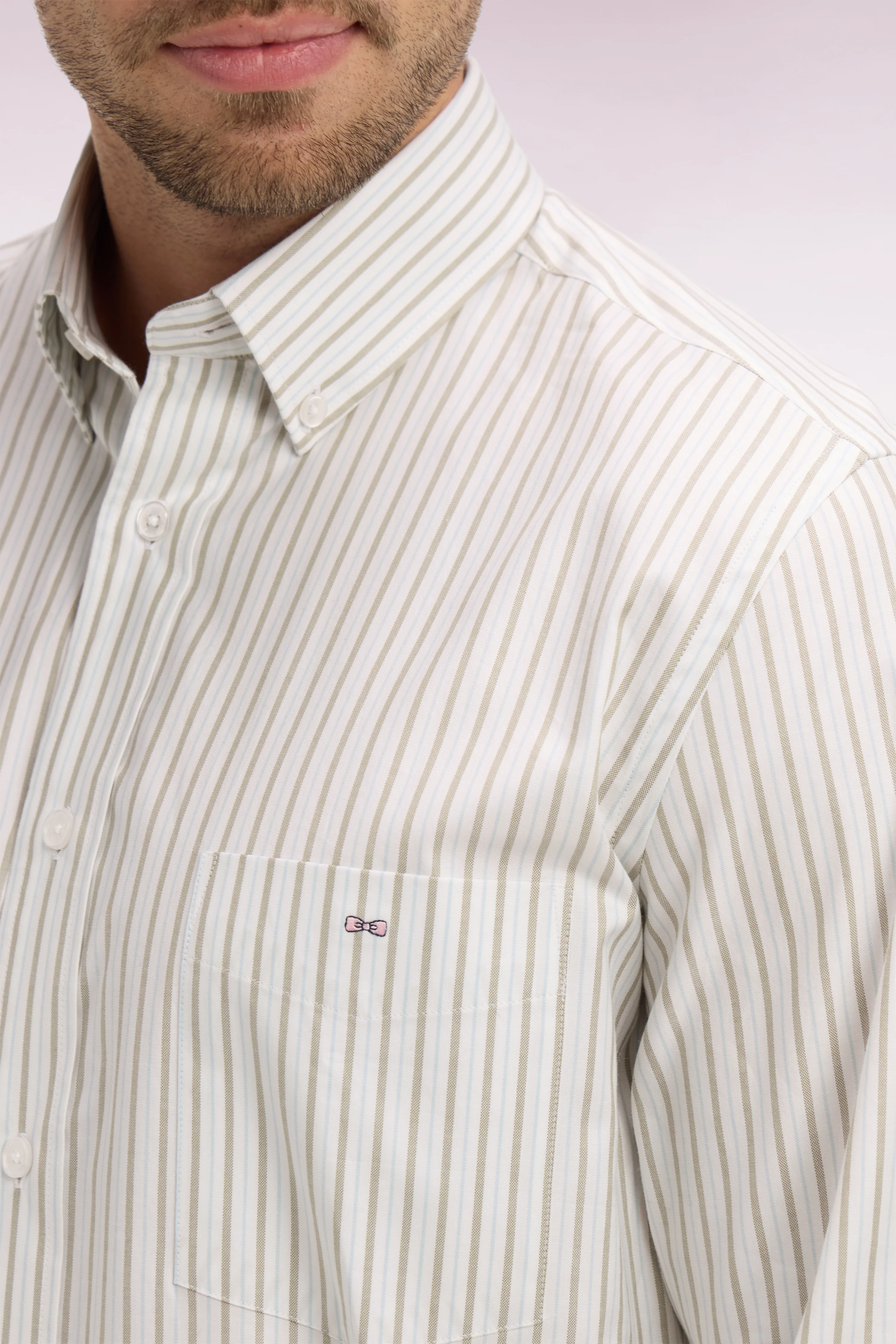 Chemise en coton pinpoint à rayures ciel coupe regular - Image 4