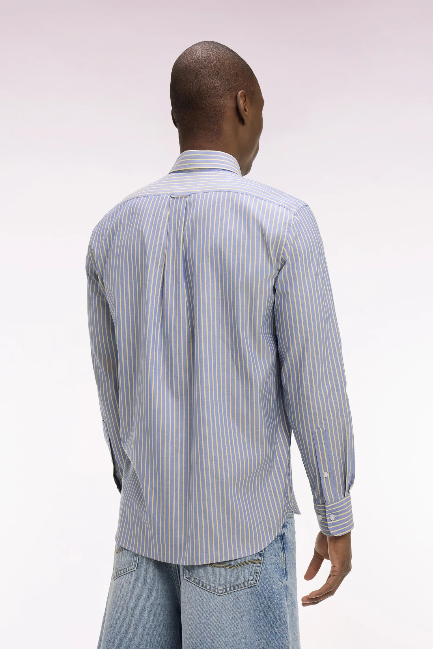 Chemise en coton pinpoint Ă rayures jaunes coupe regular - Image 5