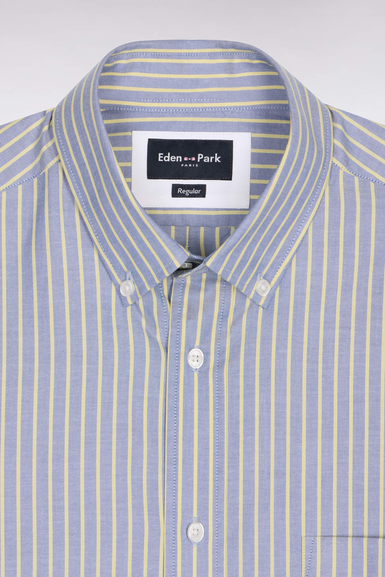 Chemise en coton pinpoint Ă rayures jaunes coupe regular - Image 6